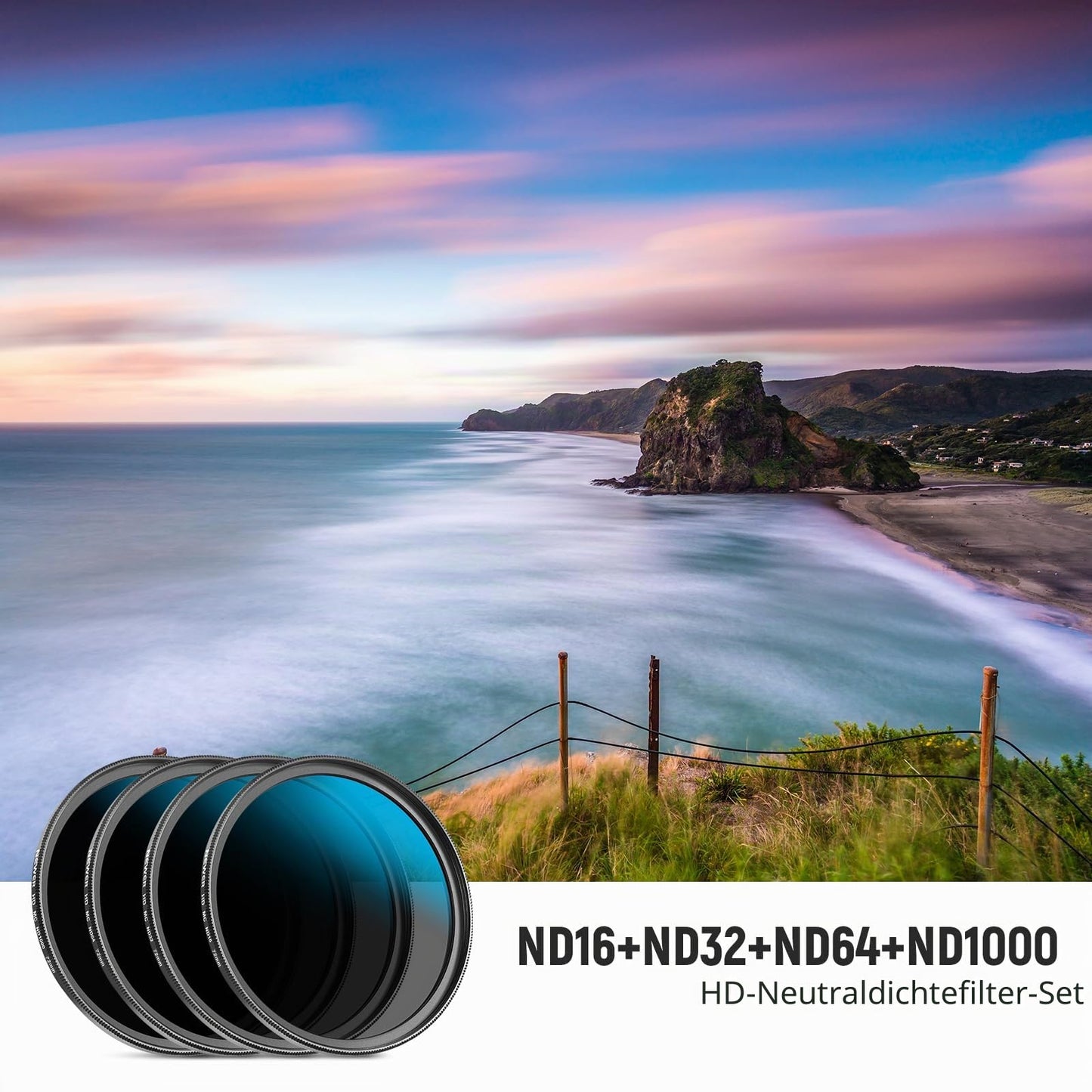 NEEWER 72 mm ND filter set, ND16/ND32/ND64/ND1000, lens cleaning pen, filter bag, HD filter accessory set, compatible with Canon Nikon Sony camera lens - NW