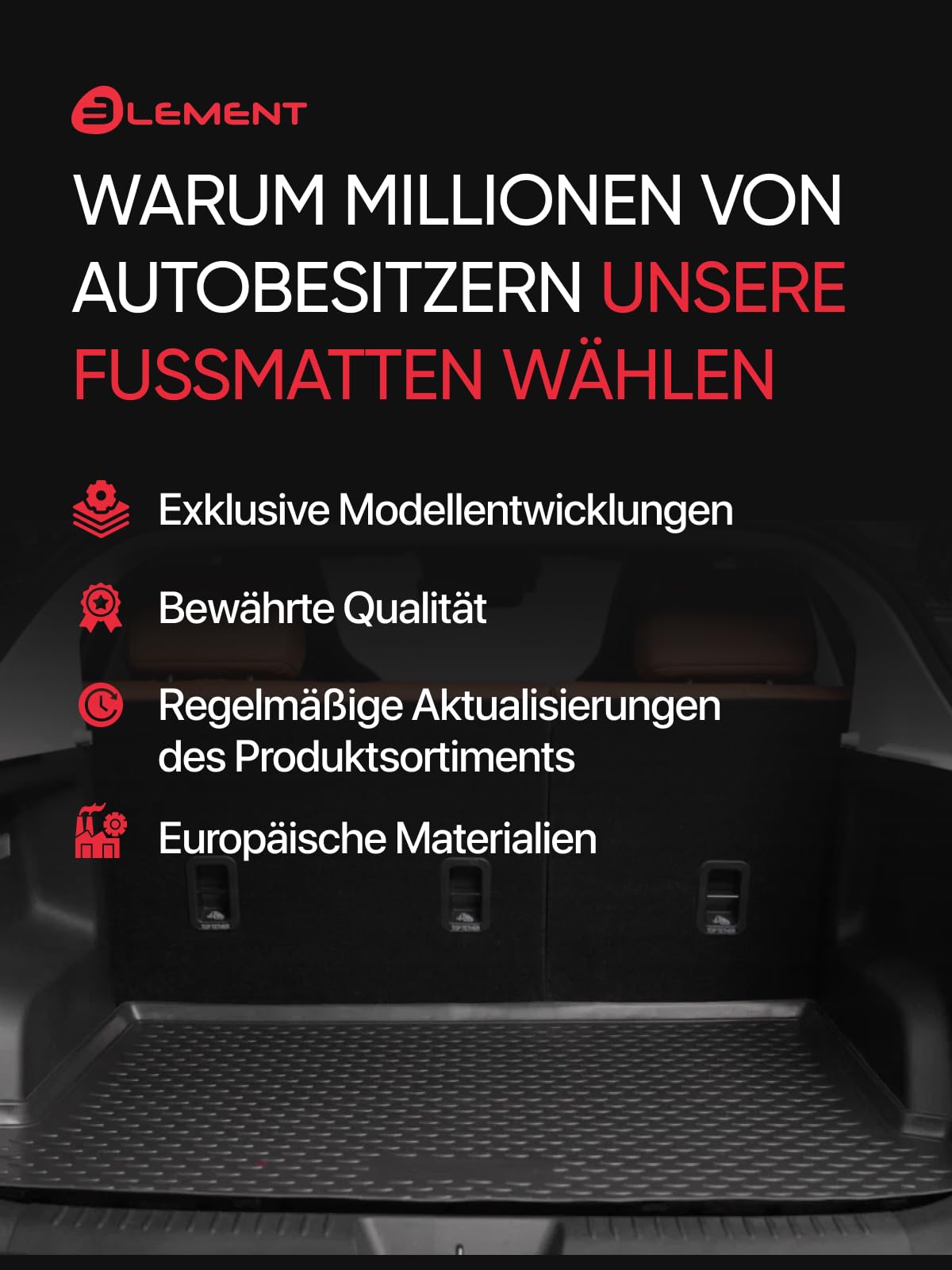 Element Tailor-made premium anti-slip boot mat suitable for Land Rover Discovery Sport 2014-2020 5 seats INADAPTIVE | 100% custom-fit anti-slip car mat - EXP.NLC.28.17.B13