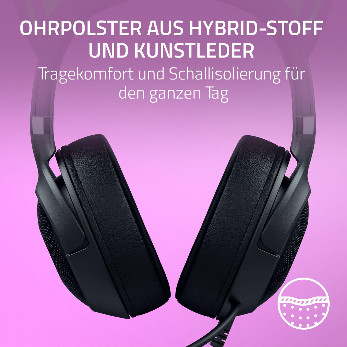 Razer Kraken Kitty V2 - Cască RGB cu fir cu urechi de pisică (Iluminare reactivă pentru streaming, microfon HyperClear, drivere Triforce de 40mm, sunet surround 7.1) Negru - RZ04-04730100-R3M1