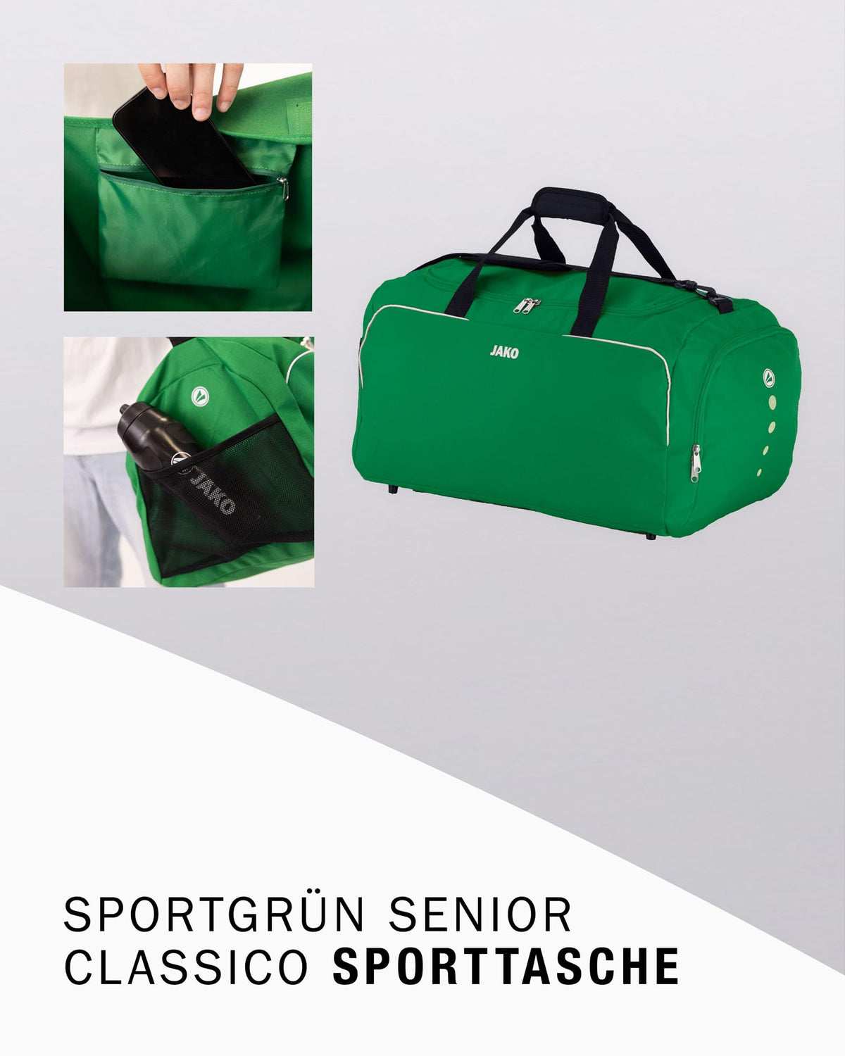 JAKO Geantă sport Classico, Unisex, Verde, aprox. 60 litri - 1950/06/3