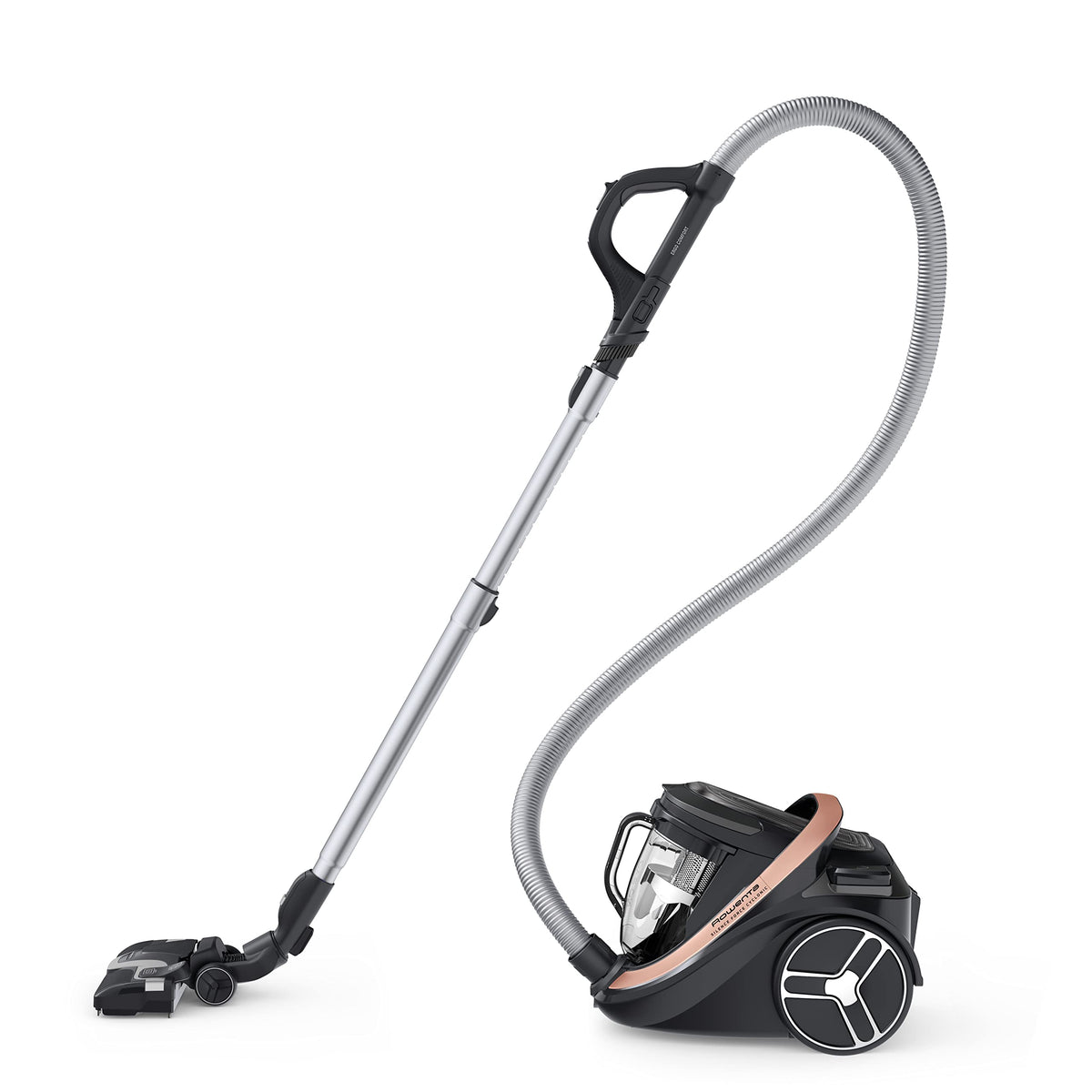 Rowenta Silence Force Cyclonic Effitech bagless vacuum cleaner, suitable for home and car, high suction power, low energy consumption, HEPA filtration, XXL capacity, Black-Rose Gold, RO7954