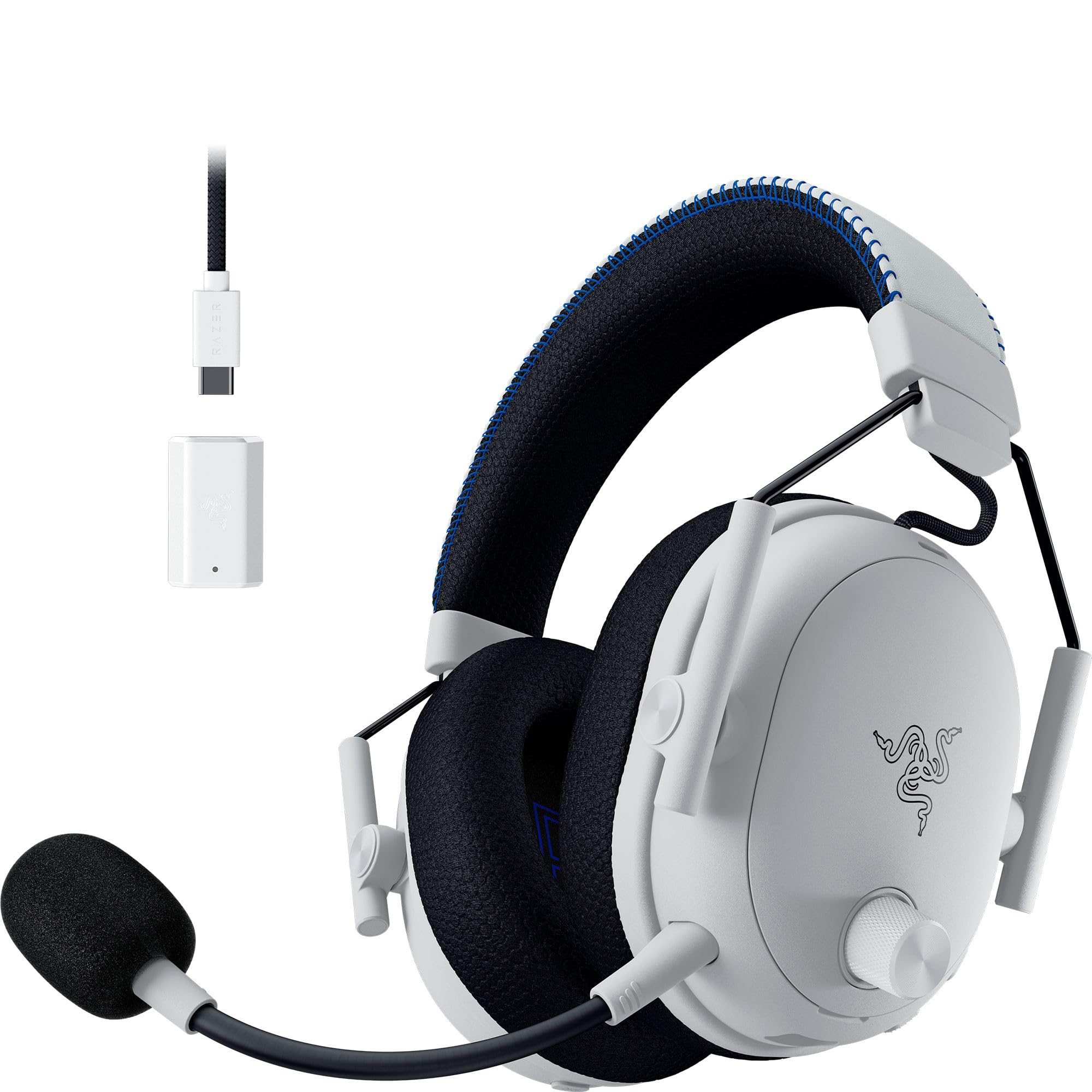 Razer BlackShark V3 Pro for Playstation - Wireless e-sports headset with active noise cancellation (ANC) - Triforce 50mm driver - HyperSpeed 2.4 GHz - THX Spatial Audio - PS5/PC | White - RZ04-05400600-R3G1
