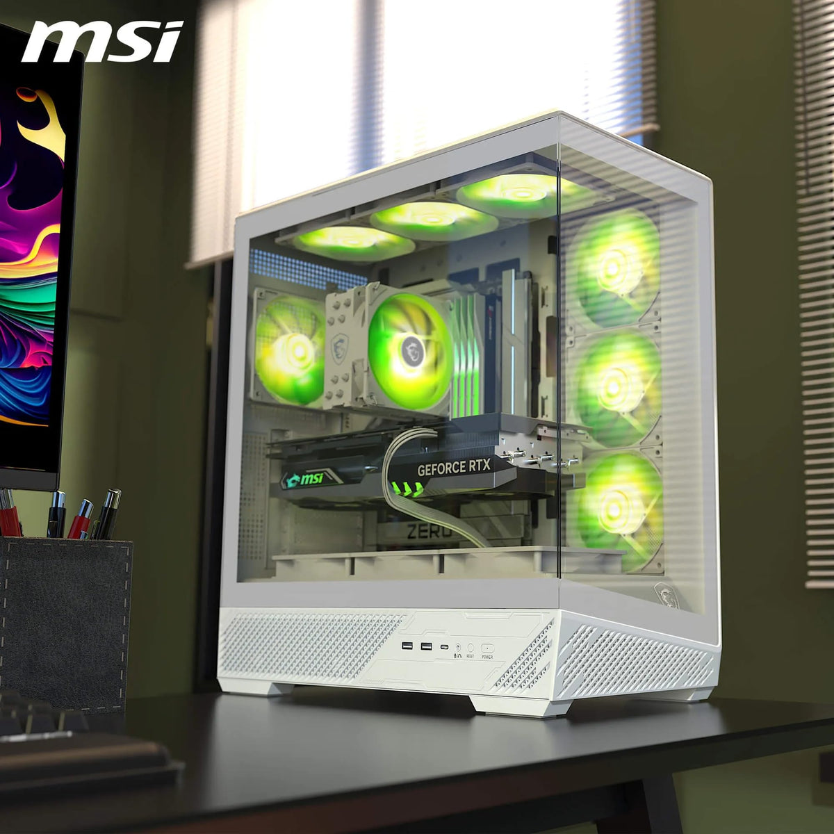 MSI MAG PANO 130R PZ White - Mid-Tower Gaming PC Case - 306-7G32W21-HH9