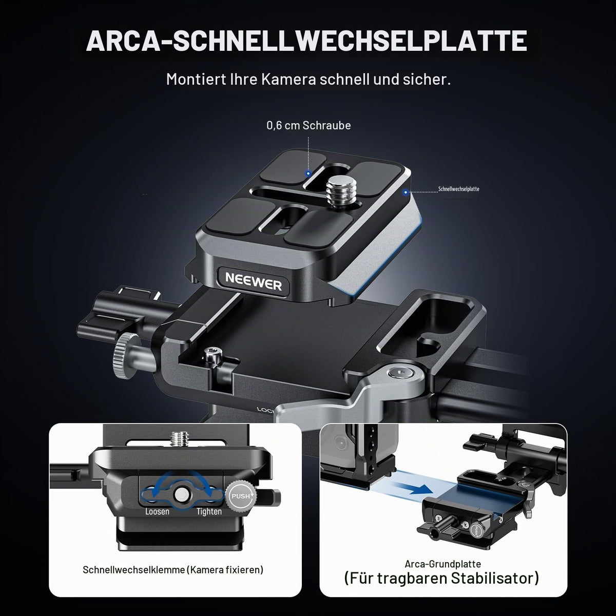 NEEWER V Mount Battery Plate cu Placă de schimb rapid de tip Arca, PS015 PRO
