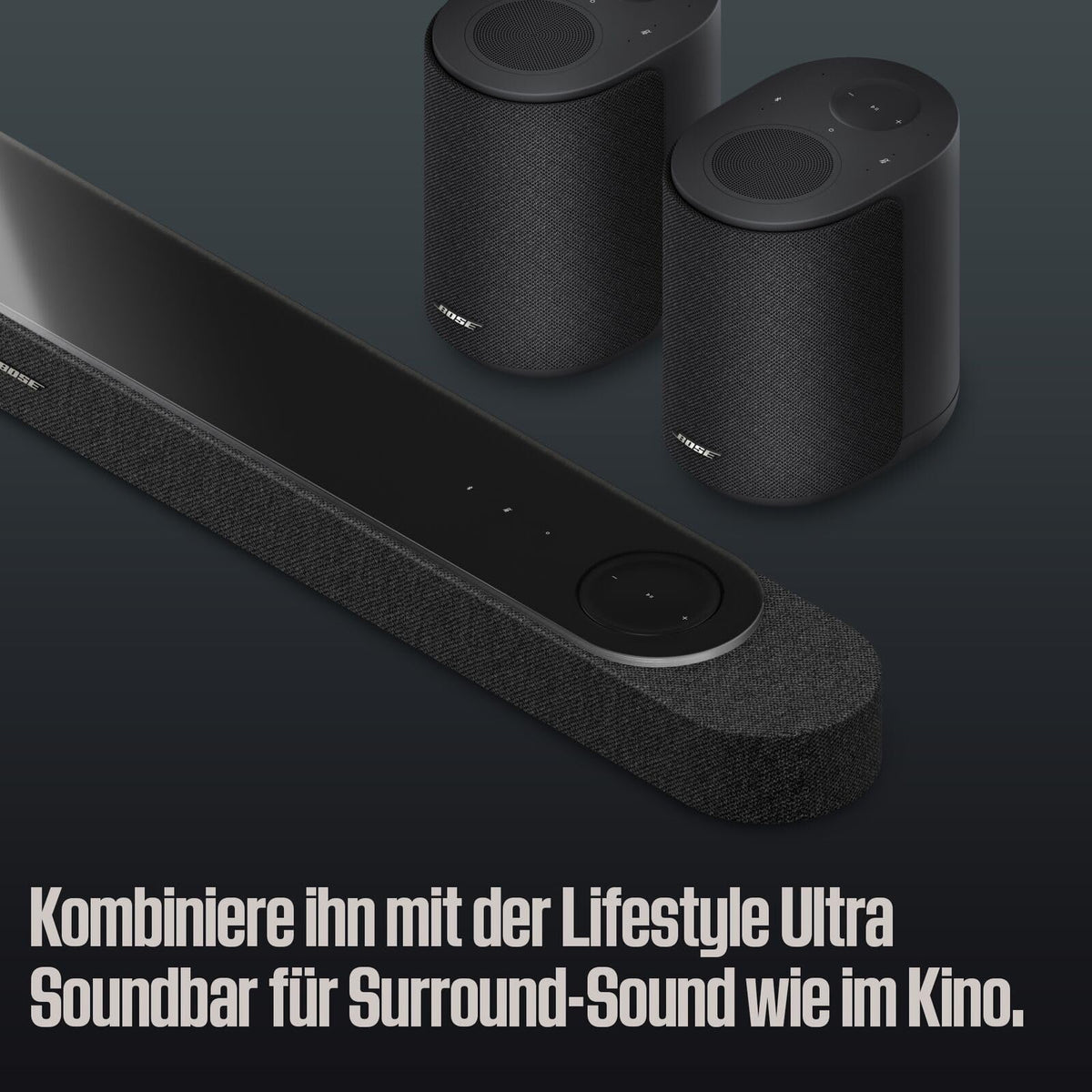 Boxe Bose Lifestyle Ultra, boxe de acasă fără fir cu TrueSpatial‑Audio, CleanBass, AirPlay și Google Cast, culoare lemn de drift. - 894001-2700