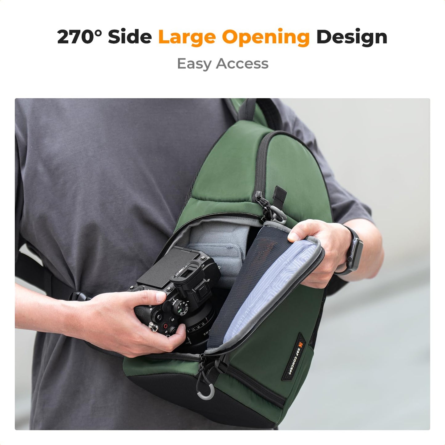 K&F CONCEPT Camera Shoulder Bag, Waterproof Camera Bag, Photography Daily Travel Camera Bag, Bags Photographer Photo Backpack, Green - AU-KF13.141