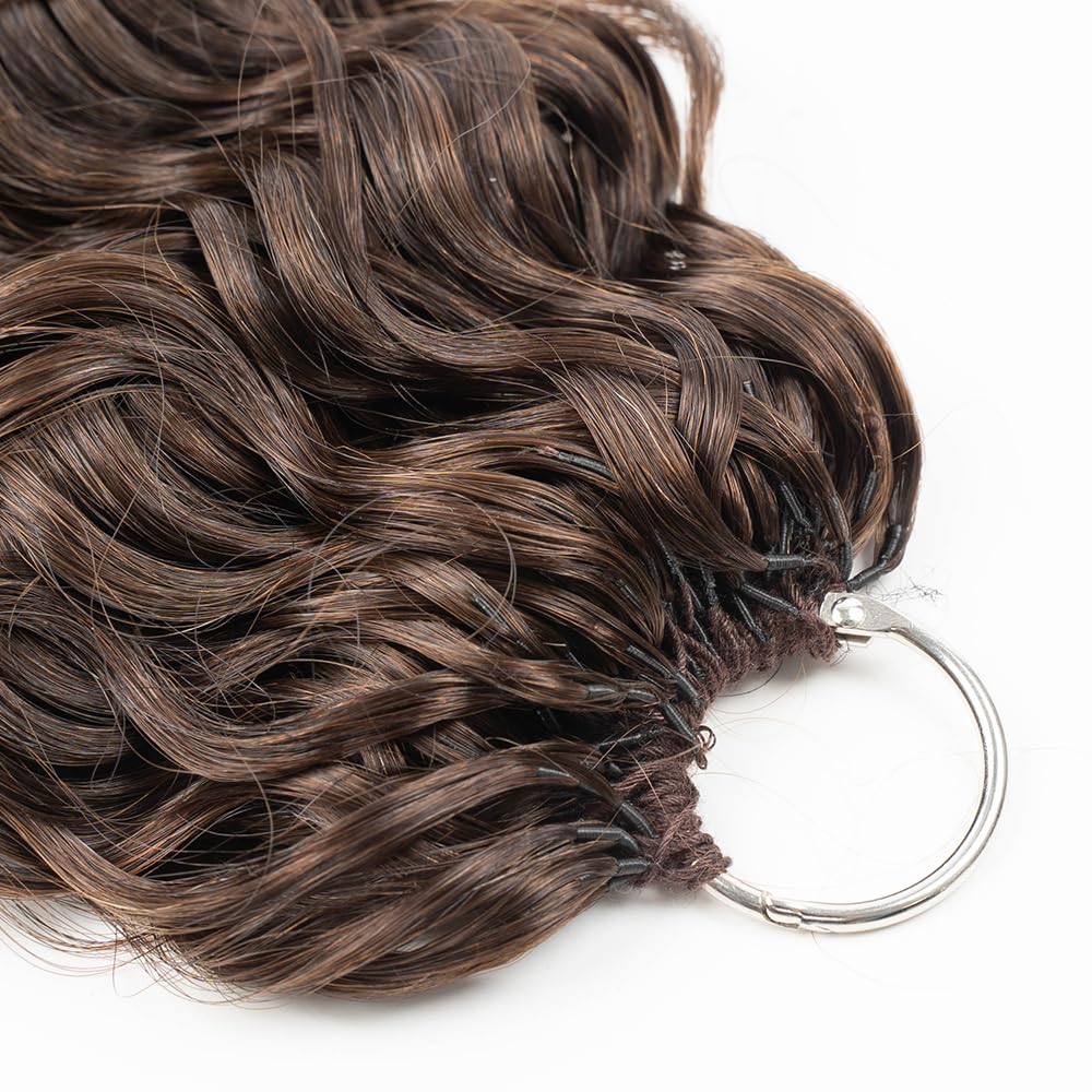 QVR Pro Pre Separated Water Wave Feather Crochet Păr Uman Bulk Pre Looped și Ușor Knotless Invisiable Knot Cu Sârmă Culoare Maro Închis 45 cm 56 Gram/Pachet