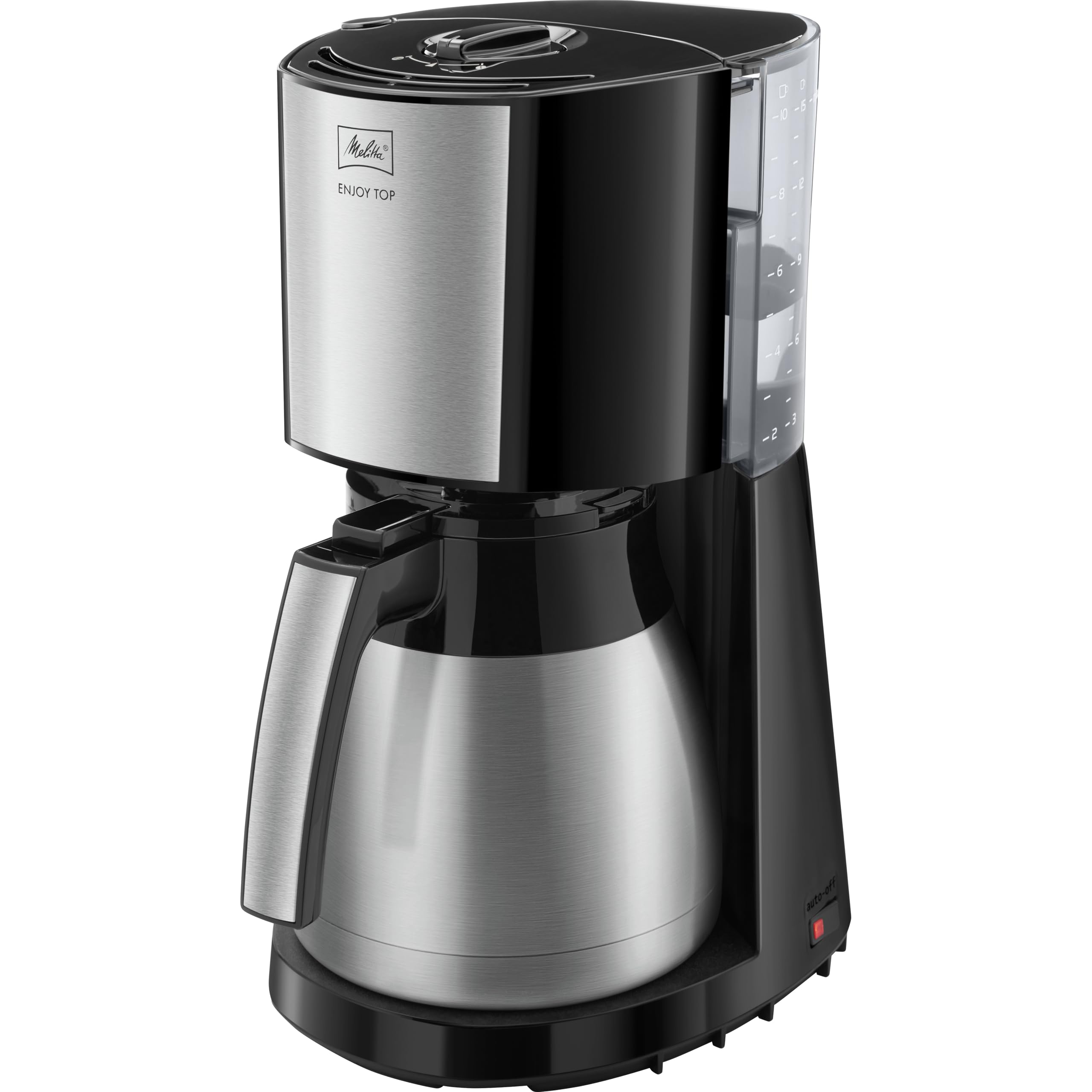 Melitta Enjoy Top Therm – Cafetieră cu filtru și cană termică din oțel inoxidabil, pentru până la 10 cești de cafea, negru/oțel inoxidabil - 1017-08