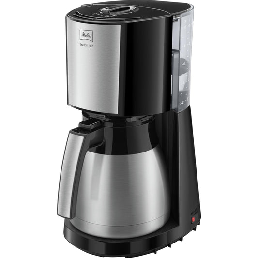 Melitta Enjoy Top Therm – Cafetieră cu filtru și cană termică din oțel inoxidabil, pentru până la 10 cești de cafea, negru/oțel inoxidabil - 1017-08