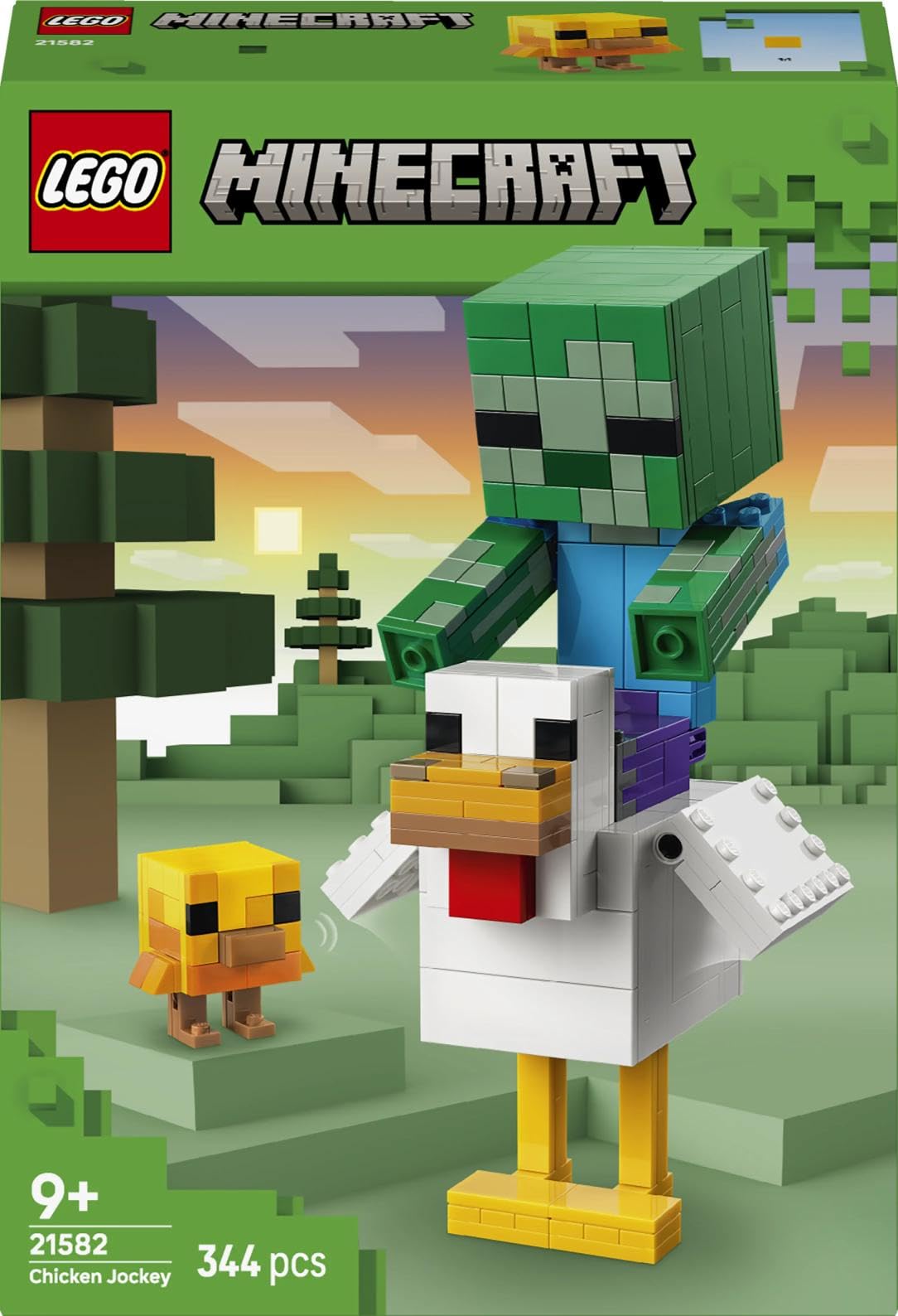 LEGO Minecraft chicken rider - building toy - room decoration for the video game with zombie baby, chicken and chicks - fan item to collect and display - gift for gamers aged 9 and over - 21582