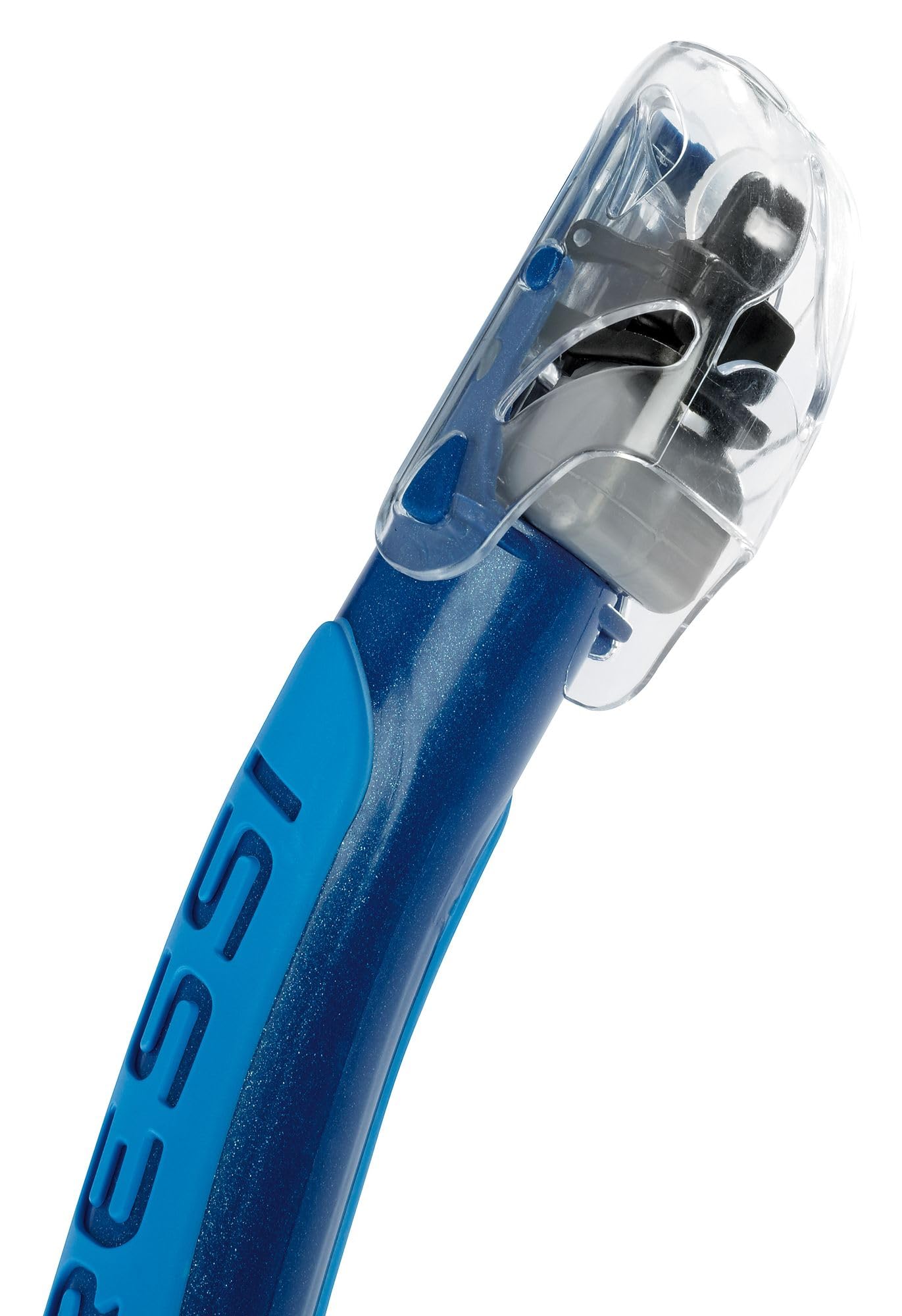 Cressi Alpha Ultra Dry Snorkel Transparent/Blue/Azure - Dry Snorkel for Diving Freediving and Snorkeling, Transparent/Blue/Azure, One Size Unisex - ES258020