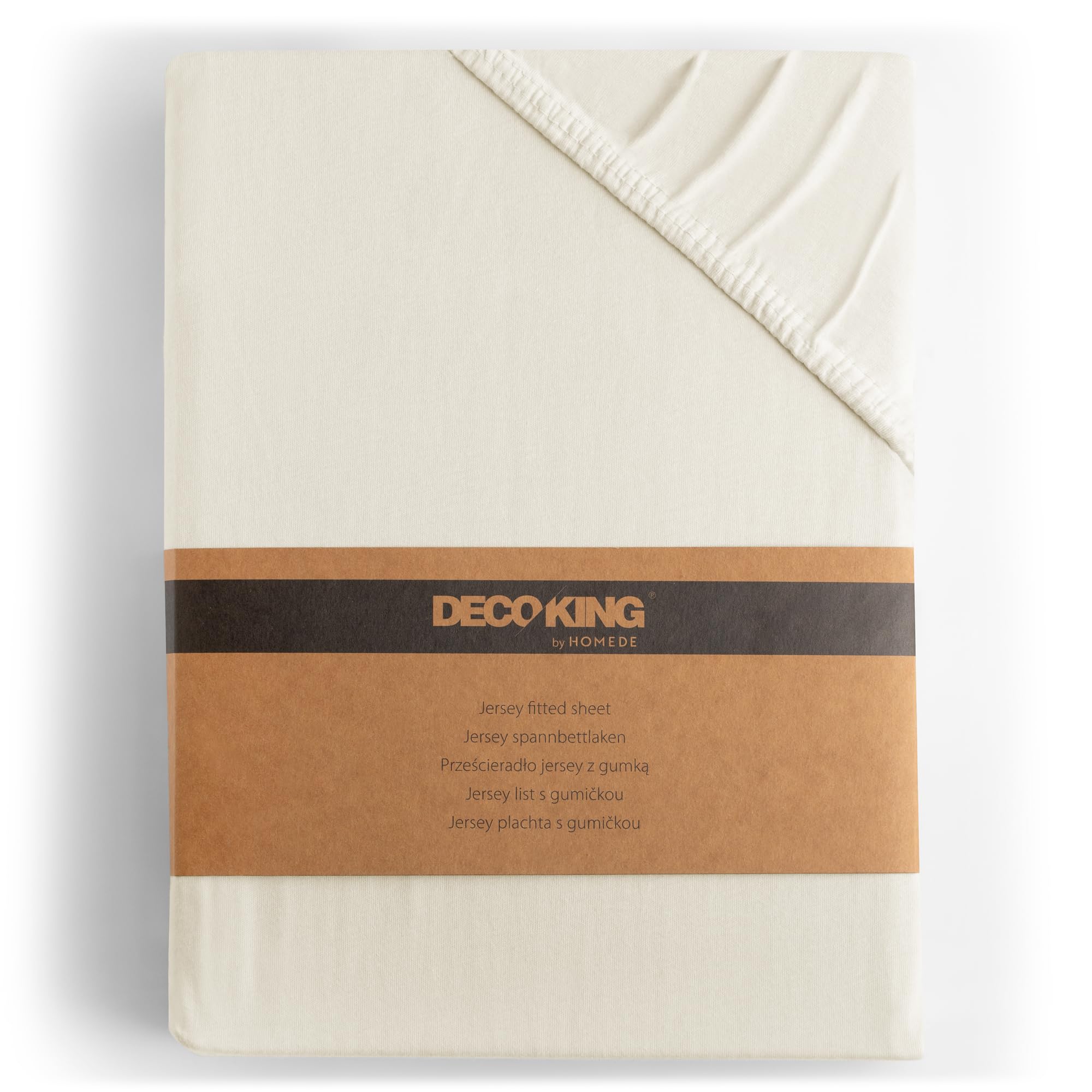 DecoKing cearșaf cu elastic 200x220 220x240 cm 100% bumbac pieptănat ecru cearșafuri cu elastic jersey pat cu somieră Amber 200 x 220 220 x 240