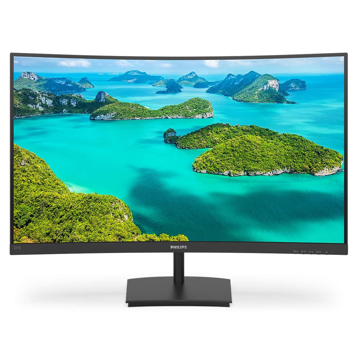 Monitor Philips 271E1SCA de 27 inch, Curved, FHD, 75Hz, panou VA, 4ms GtG, FreeSync, difuzoare, (1920x1080 HDMI 1) Negru - 271E1SCA/00