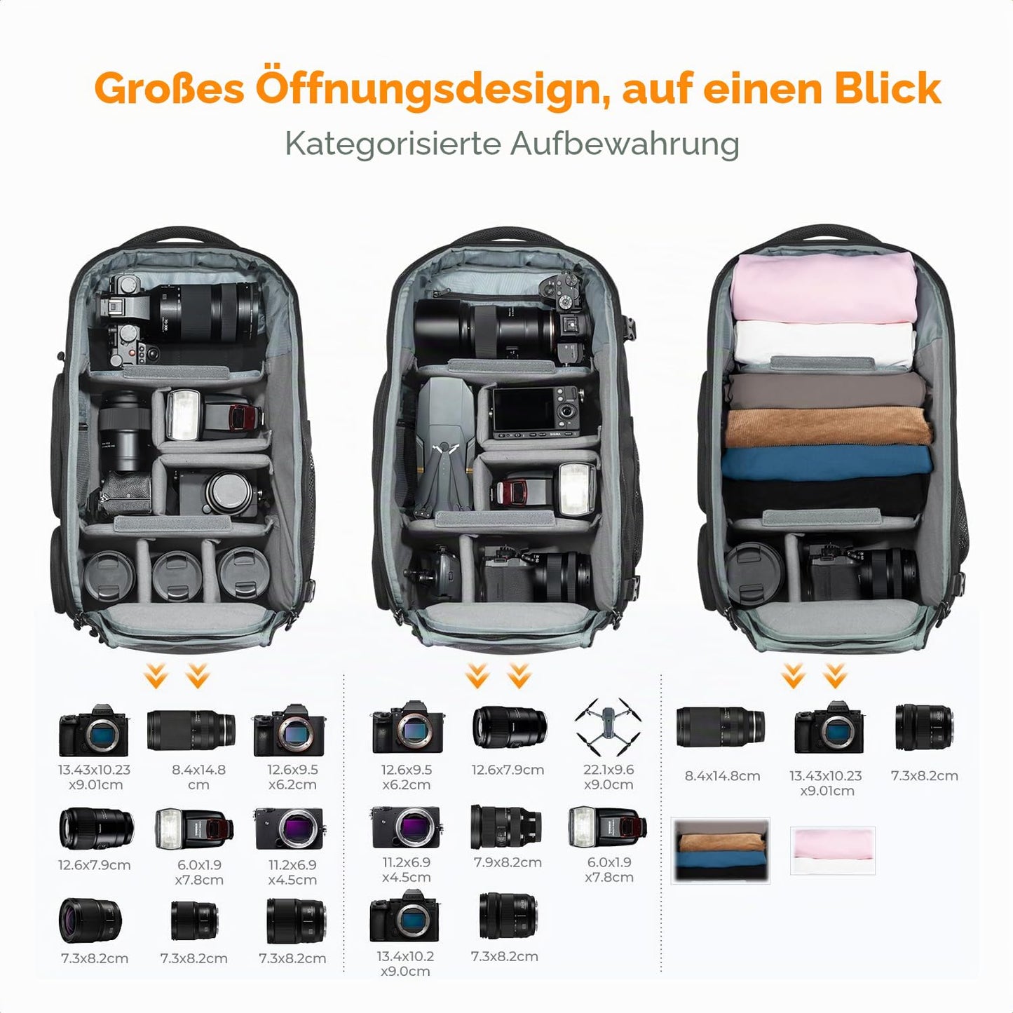 K&F CONCEPT Photo Backpack Large Camera Backpack 30L Waterproof Camera Backpack with Rain Cover for DSLR SLR SLR Cameras Tripods 16 Inch Laptop - KF13.178