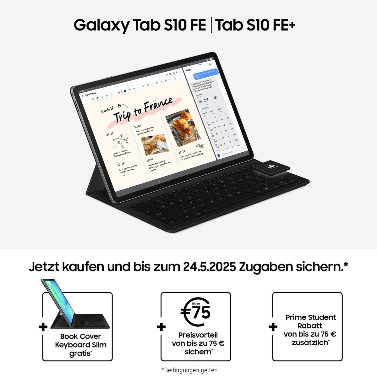 Samsung Galaxy S10 FE+ AI-Tablet, Android Tablet, 256 GB storage, 12 GB RAM, 33.28 cm/13.1" display, includes S Pen, 5G, long battery life, gray, 36 months manufacturer warranty [Exclusive on Amazon] - SM-X626BZAPEUB
