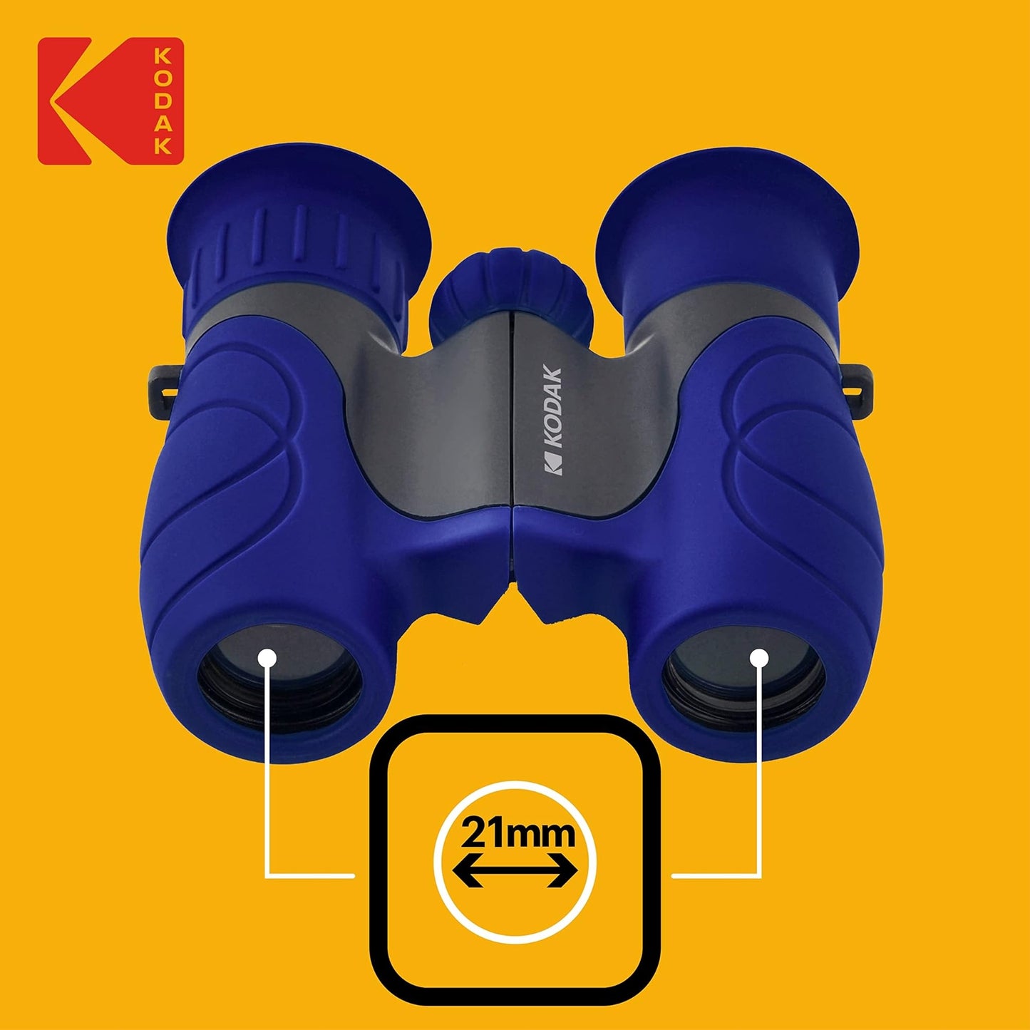 KODAK Binoculars for Children BCS100 - Compact Binocular Binoculars for Children, with Soft Rubber, Ergonomic, with Carrying Strap and Carrying Case, 8x Zoom - Blue - 3760265542574