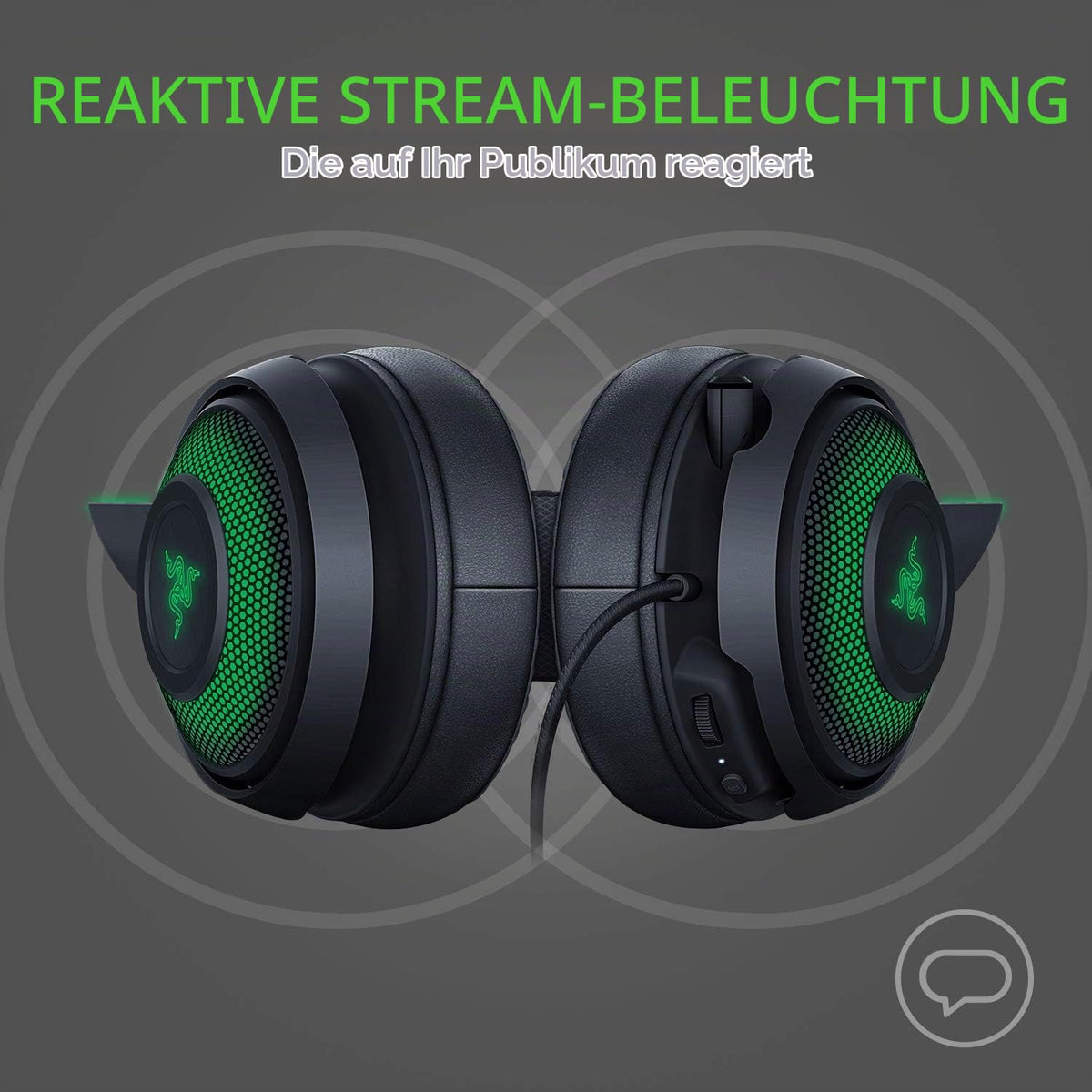 Razer Kraken Kitty - Wired Gaming Cat Ear Headset (customizable RGB Chroma lighting, microphone with active noise cancellation, controls on the ear cup) Black - RZ04-02980100-R3M1