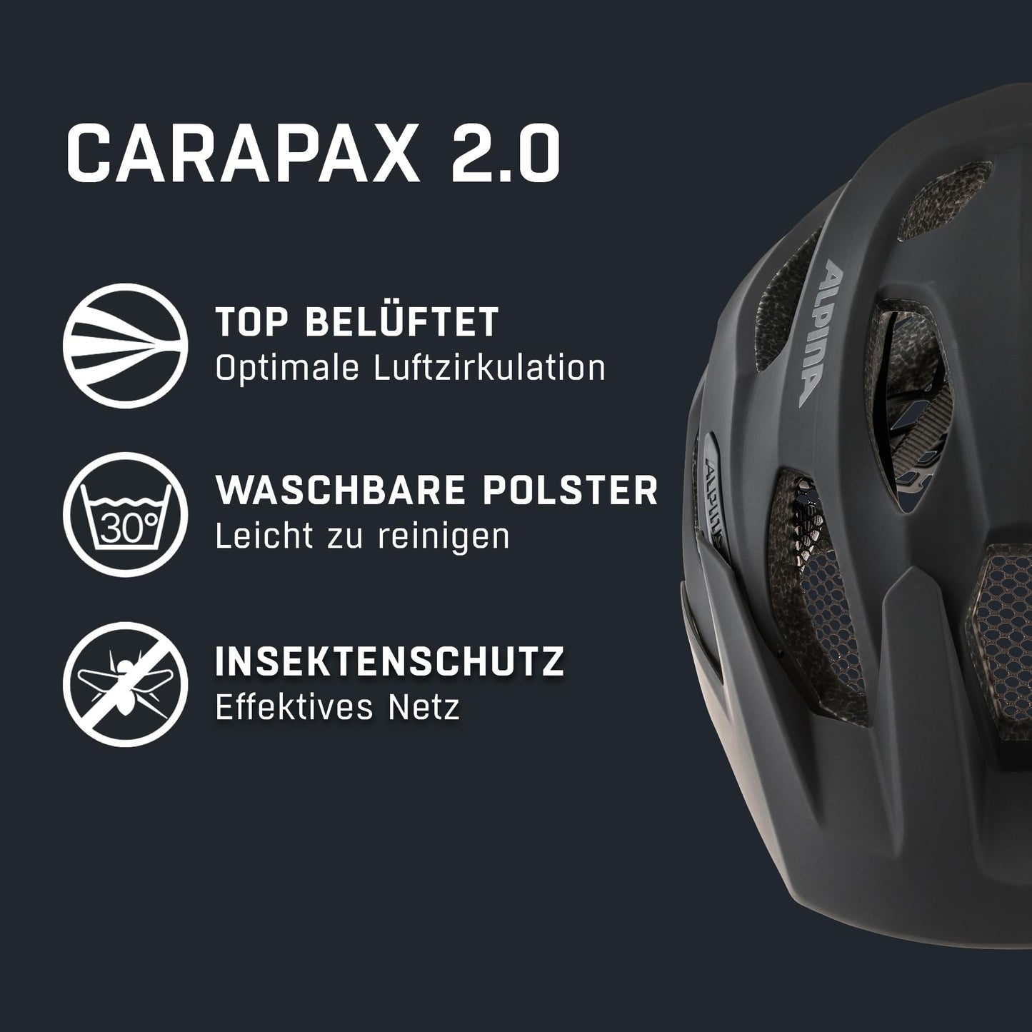 ALPINA Carapax 2.0 MTB bicycle helmet, black matt, 57-62 cm - A9725333