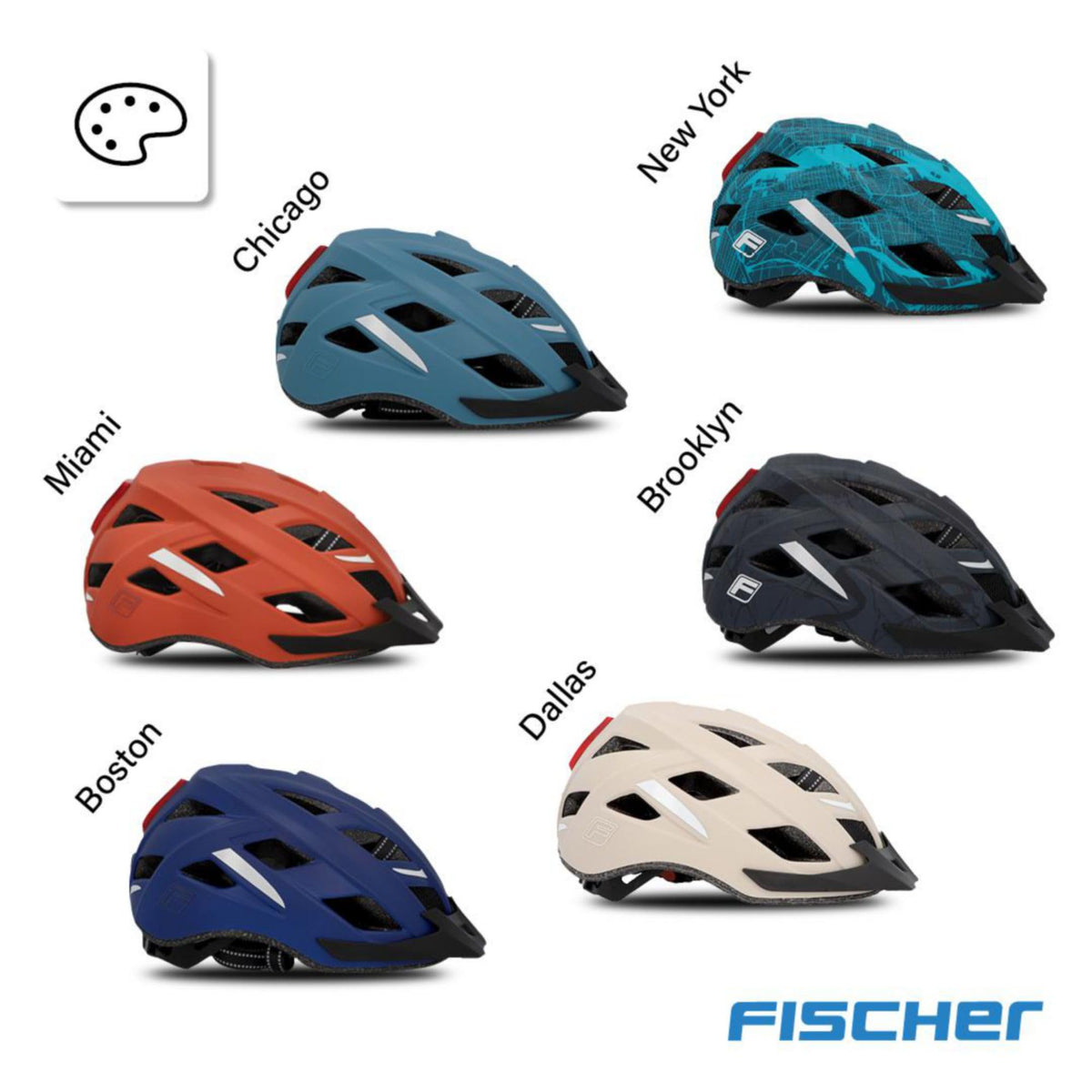 FISCHER Adult Bicycle Helmet, Cycling Helmet, City Helmet Urban Plus Miami, S/M, 52-59cm, orange, with integrated LED rear light - 50627