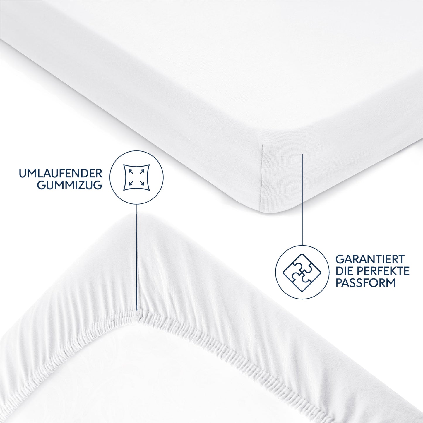 Dreamzie Premium fitted sheet 180x200 cm, fitted sheet for thick mattresses up to 27 cm, bed sheet 100% jersey cotton, 150 g/m², Oeko-TEX certified - white - 3701217634985