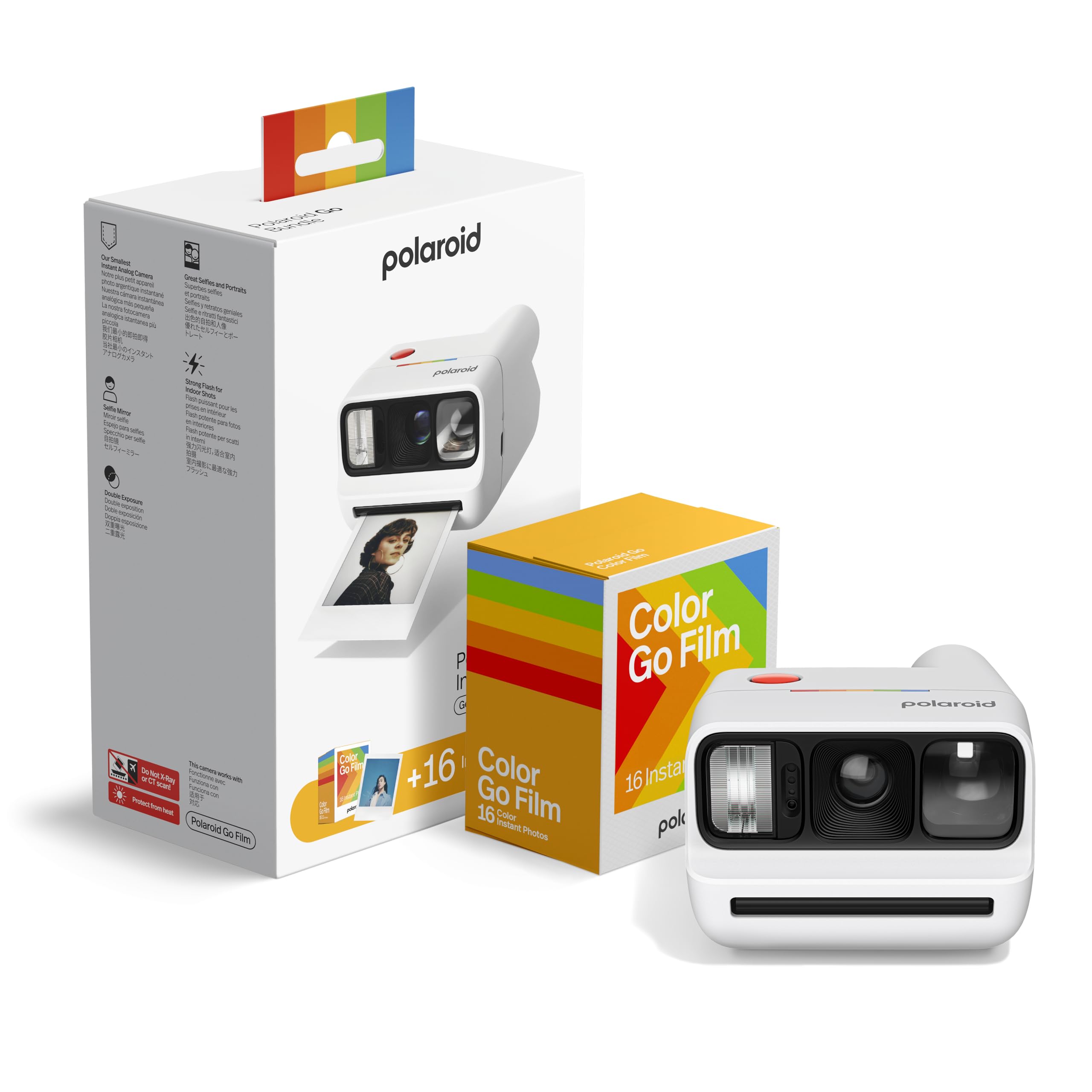Polaroid - Bundle Instant Camera Go Gen 3 White + Go Color Film (16 Photos) - 006660