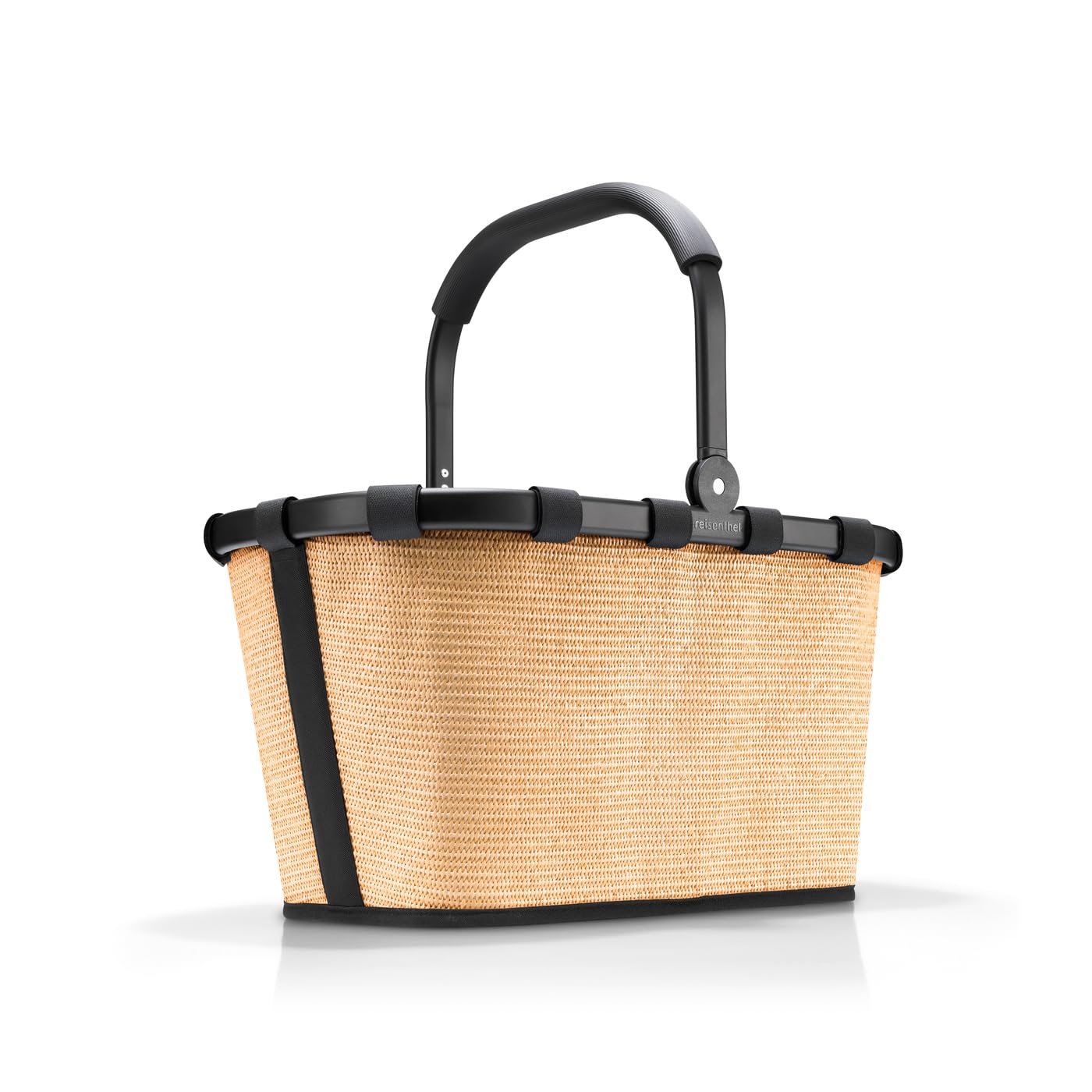 Reisenthel carrybag frame raffia black – Stable shopping basket with lots of storage space and practical inner pocket – Elegant and water-repellent design - BK7079