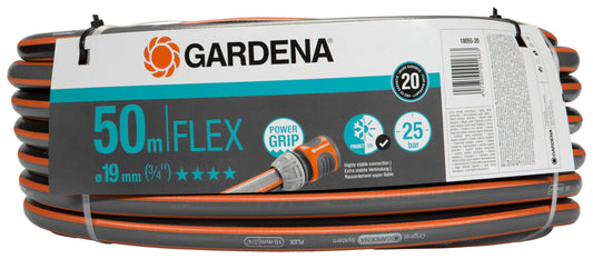 Gardena Comfort FLEX hose 19 mm (3/4 inch), 50 m: dimensionally stable, flexible garden hose with power grip profile, made of high-quality spiral fabric, 25 bar burst pressure, without system parts (18055-20)