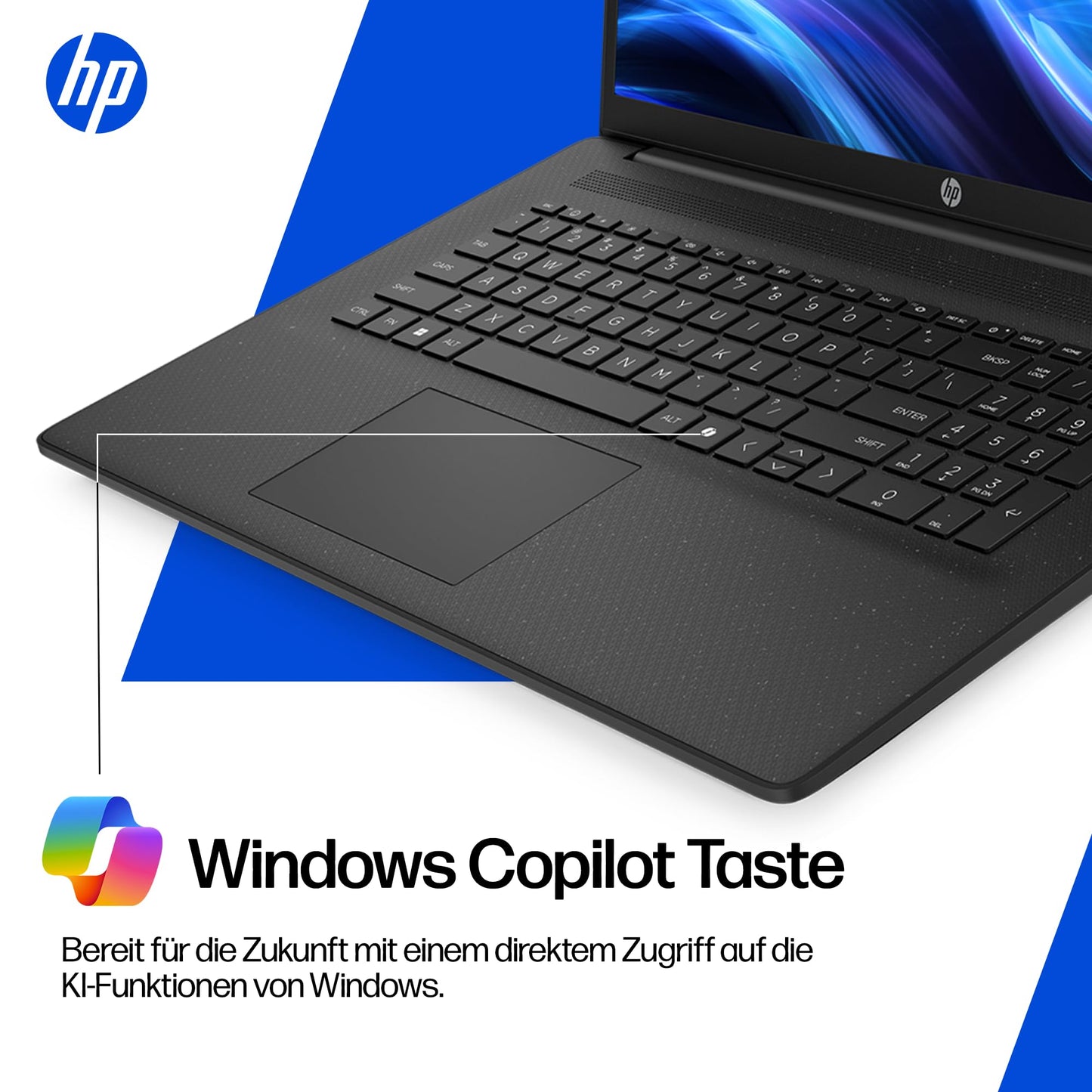 HP laptop with 17.3" FHD display, AMD Ryzen 5 7520U, 8 GB DDR5 RAM, 512 GB SSD, AMD Radeon graphics, Windows 11, QWERTZ, black incl. 25 GB Dropbox storage for 12 months - BZ8R7EA#ABD