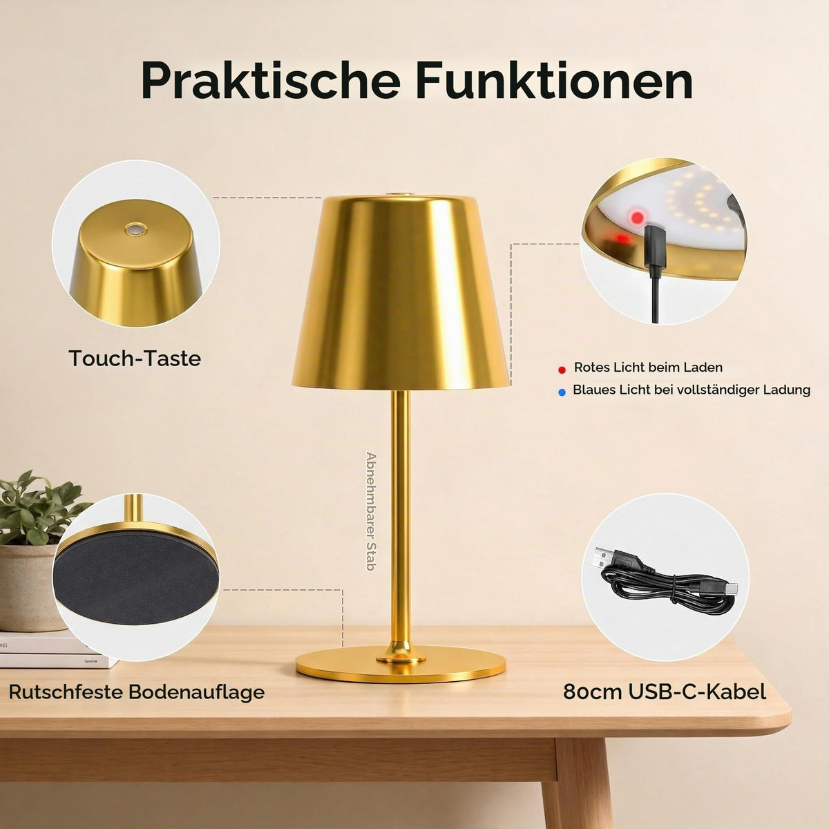 UPXNBOR LED table lamp wireless set of 2, metal table lamp outdoor and indoor - UP-WSA
