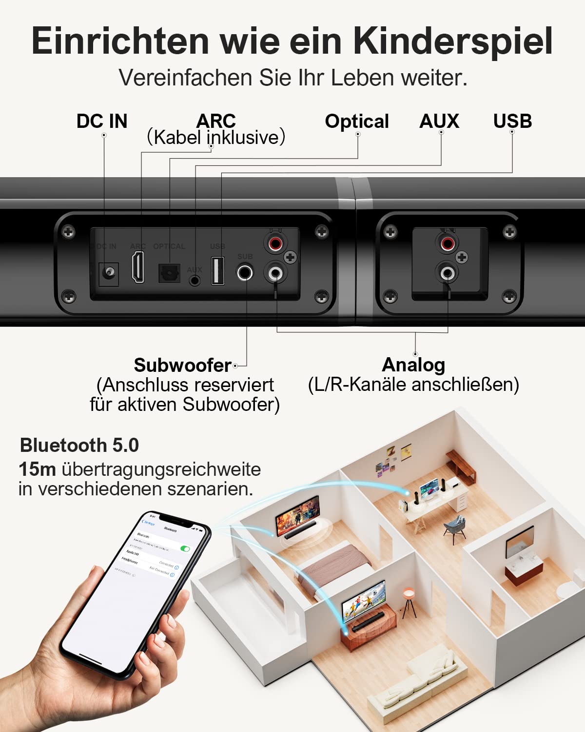 ULTIMEA Apollo S40 Pro 2.2 Soundbar for TV devices, divisible 2-in-1 soundbar - U3301