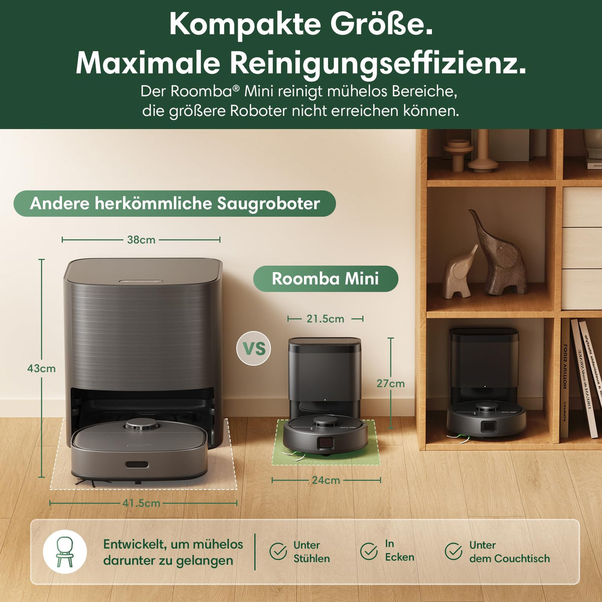 iRobot Roomba Mini Vacuum Robot with Mopping Function, AutoEmpty Base, LiDAR - F155040