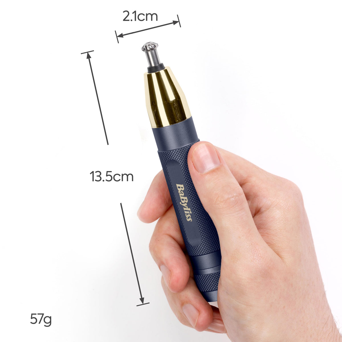 BaByliss Super-X Metal Series Trimmer pentru nas, urechi și sprâncene pentru bărbați, kit de îngrijire, cadouri pentru bărbați (Aur/Albastru) - E112U