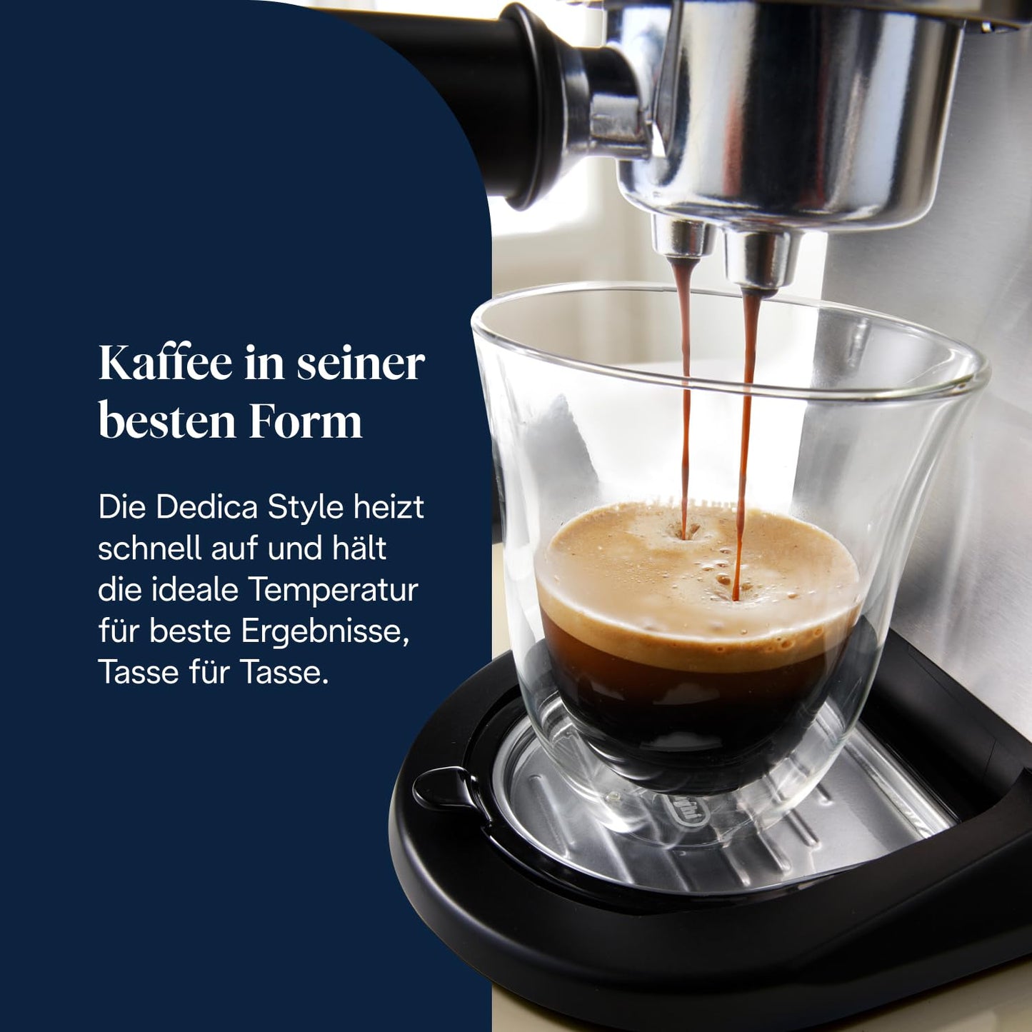 De'Longhi Dedica Style - Perfetto compact portafilter machine espresso machine with buttons, manual milk frother for espresso and cappuccino, ESE pad suitable, 15cm wide, metal (EC685.M) - 0132106324