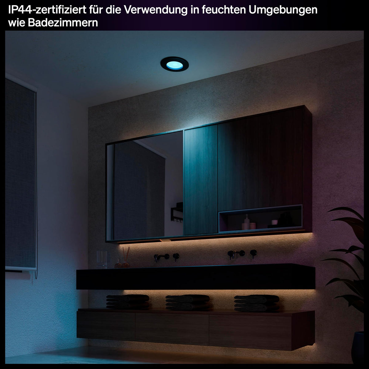 Philips Hue Slim Downlight, iluminare LED inteligentă, 1.000 lm, 90 mm, design subțire, spectru complet de lumină naturală 1.000–20.000 K, extrem de dimabil, culoare precisă, iluminat inteligent, negru, pachet de 1 bucată - 929004291101