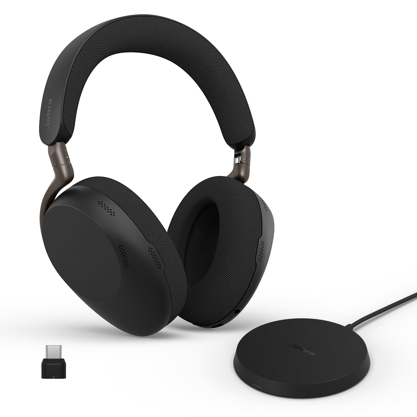 Jabra Evolve3 85 Over-Ear Bluetooth Headset Wireless with Microphone & Charging Station for Office, USB-C, AI Voice Call, Adaptive ANC, 25h Battery, for Meeting Apps, Black - 38599-989-889
