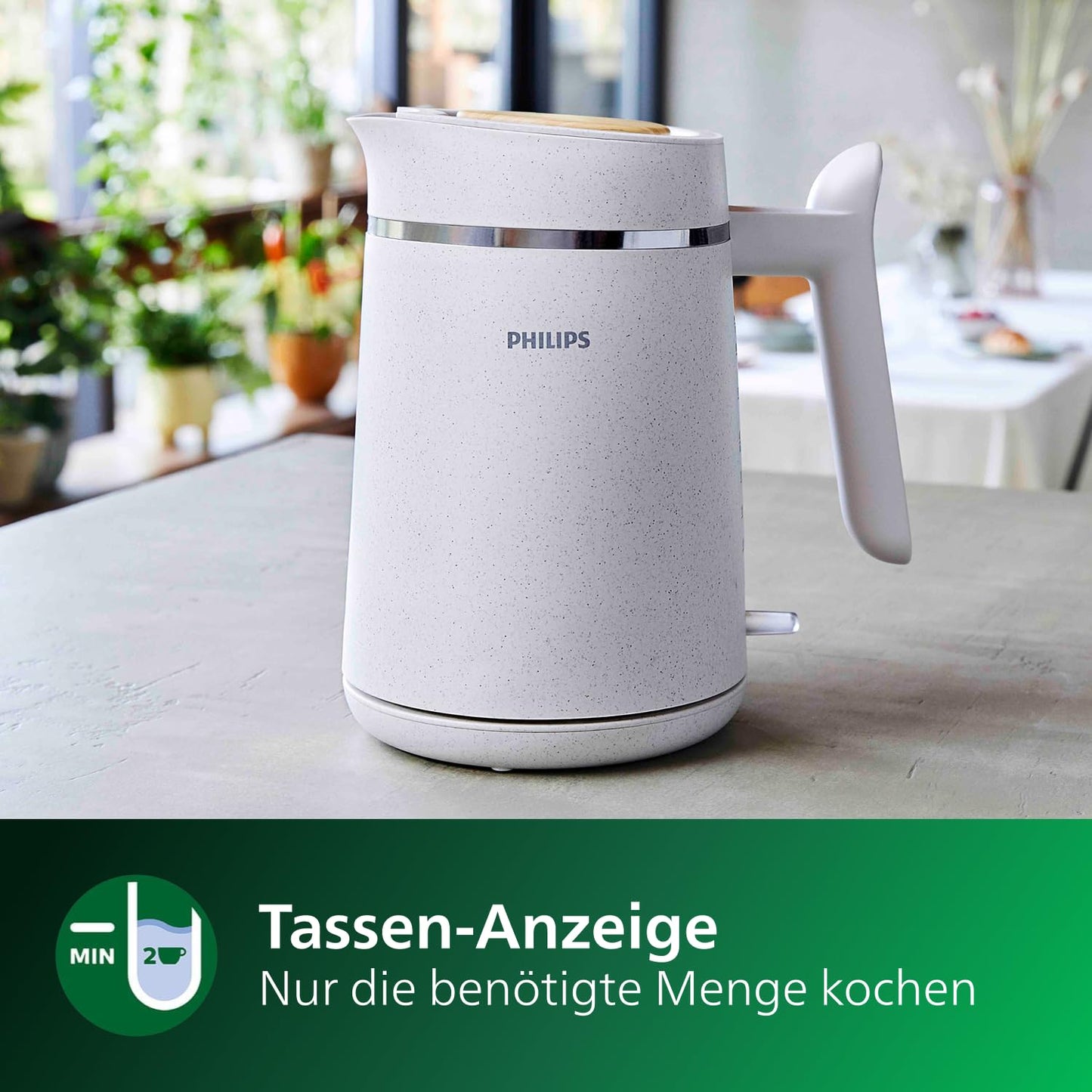 Philips HD9365/10 Conscious Collection kettle, organic, 100% recycled plastic, sustainable, 2,200 watts, 1.7 l capacity, cream