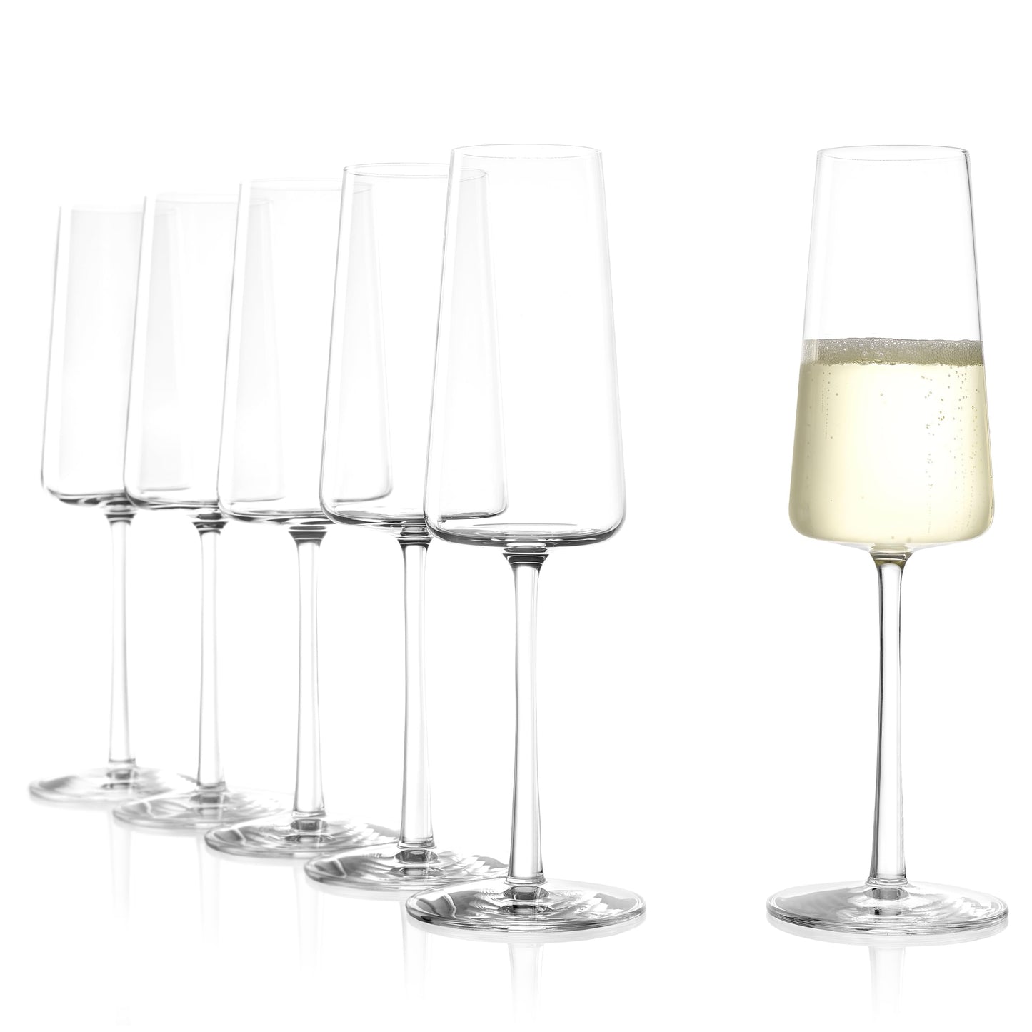 Stölzle Lausitz champagne glasses Power set of 6 240ml - Elegant champagne goblet ideal for sparkling wine & Prosecco - High-quality crystal champagne glasses made in Germany - Dishwasher and shockproof - power