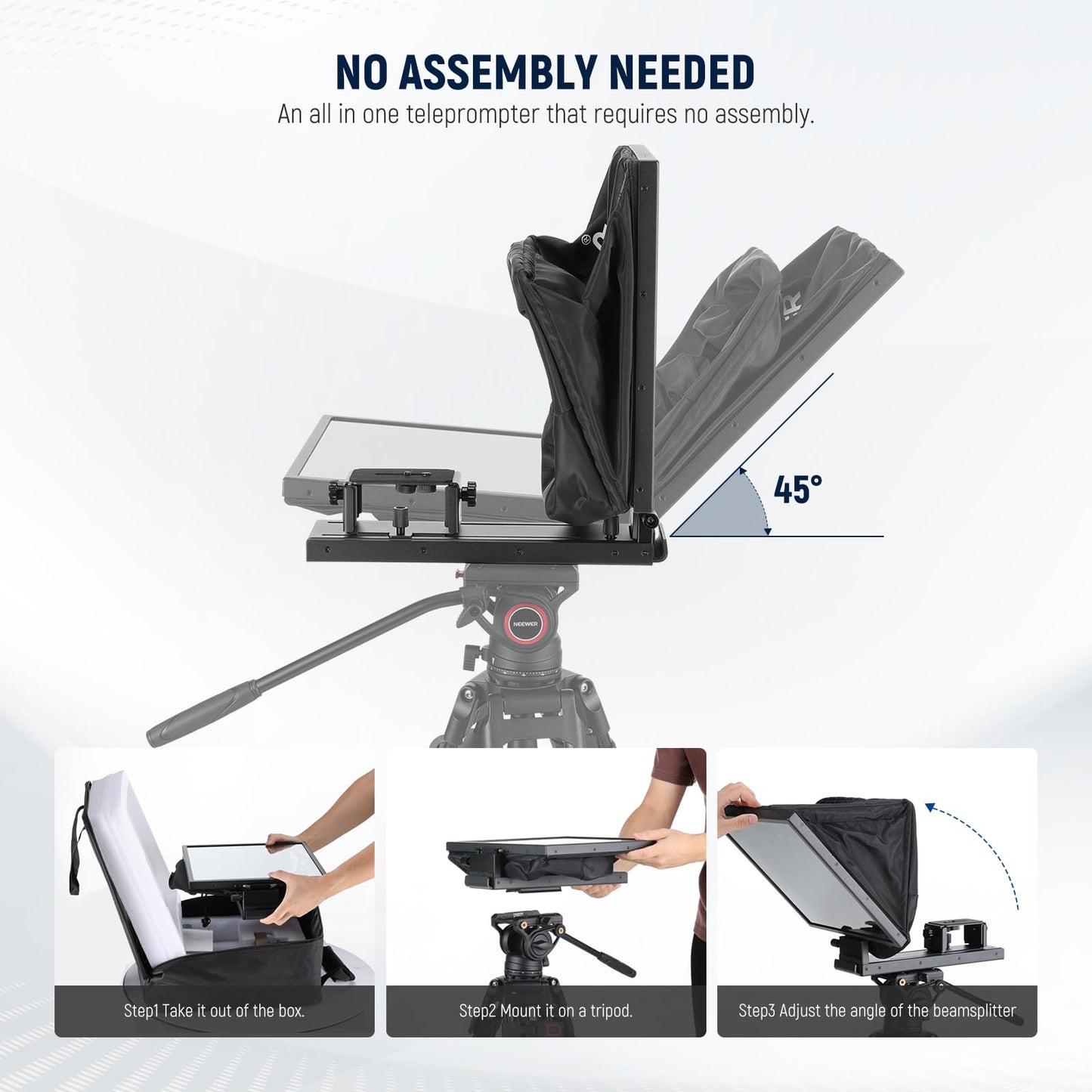 NEEWER Basics X16B Aluminum Alloy, Liftable Teleprompter 16" for iPad Tablet, DSLR Camera, Remote Control and App Control, Compatible with iOS and Android, Pro for Online and Live Streaming