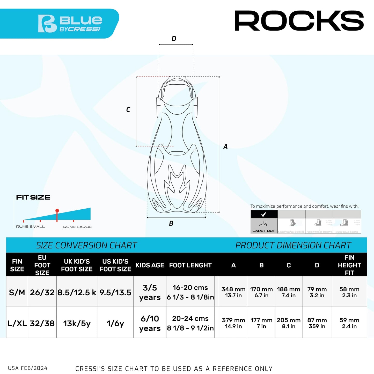 Cressi Rocks Kid Snorkeling Fins for Children - Adjustable Fins - Quick Putting On, Adjustable Foot Area - Diving Fins & Swimming Fins Children - Pink - L/X (34/38) - USF020304P