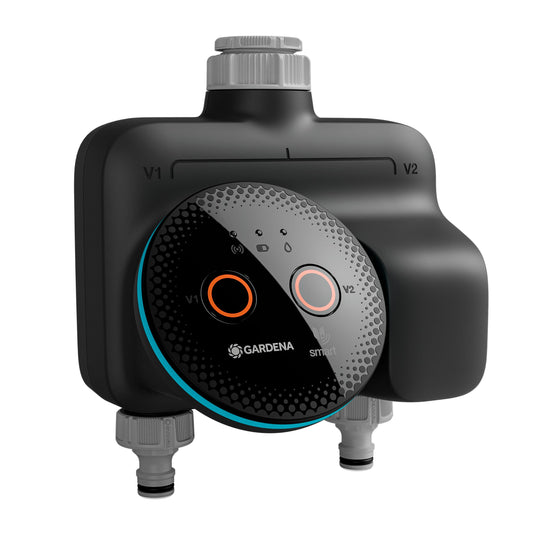 Gardena smart Dual Water Control irrigation controller; smart: Data-controlled irrigation*, Smart Home Integration*, For two independent garden areas, High-quality valve technology (19034-20)