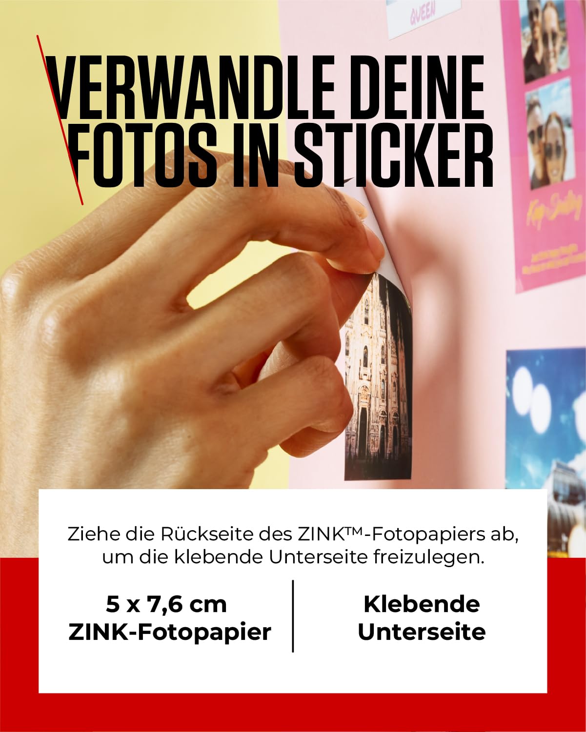 Canon Zink™ Photo Paper - Self-Adhesive 2x3" Photo Paper (100 Sheets) - Print cell phone photos for personalized stickers - 6135C003