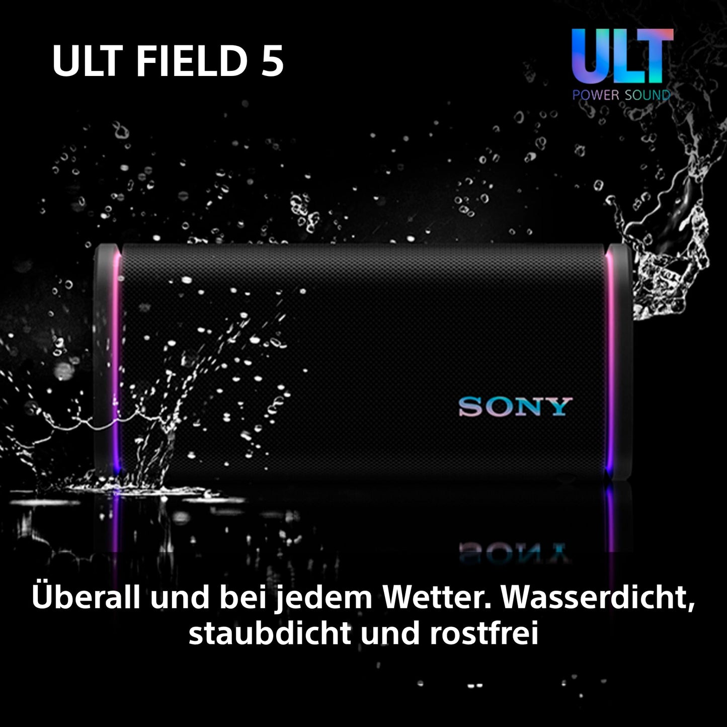 Sony ULT Field 5 - Powerful Portable Bluetooth Speaker, 25 Hour Battery, 2 x ULT Power Sound Modes, IP67, Waterproof, Dustproof, 360° Lights, Detachable Shoulder Strap - Off-White - SRSULT50W.CE7