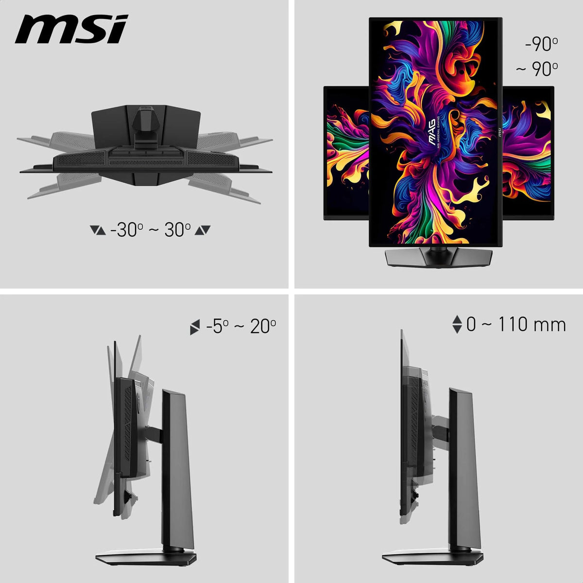 MSI MAG 274QPA QD-OLED X24 Monitor de gaming de 27 inch WQHD, 2560 x 1440, panou Quantum Dot OLED, 240 Hz, 0,03 ms, compatibil G-SYNC, AMD FreeSync Premium, HDMI 2.1, DP 1.4a, ajustabil pe înălțime, negru - 4711377389549