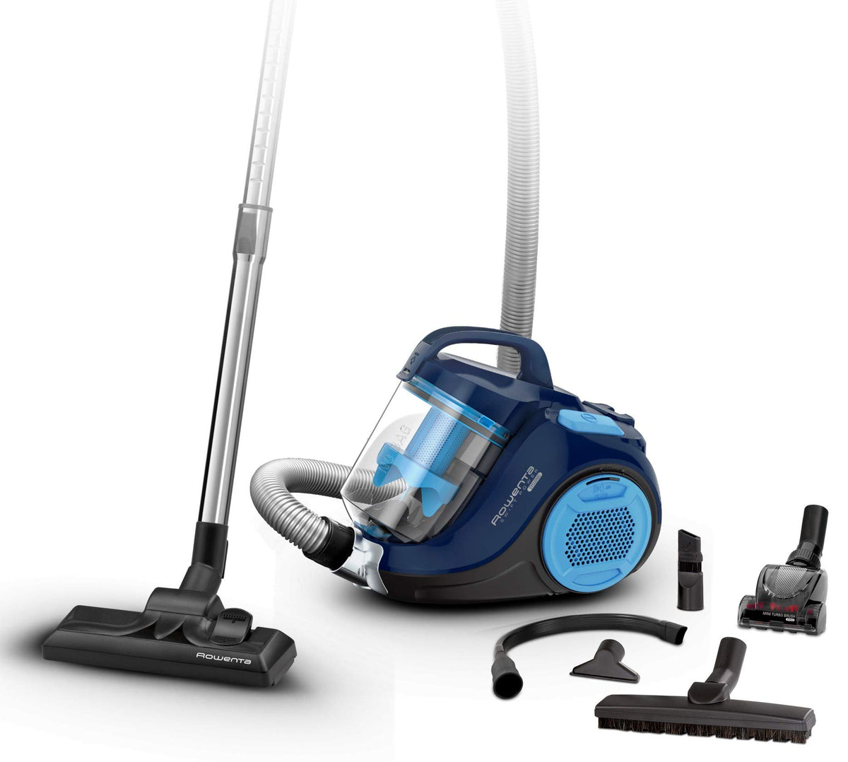 Rowenta Swift Power Cyclonic Bagless Vacuum Cleaner, 900 Watts, powerful suction, 1.2 L dust container, high filtration, large area coverage, bagless vacuum cleaner with cord, blue, RO2981EA - 7211004084
