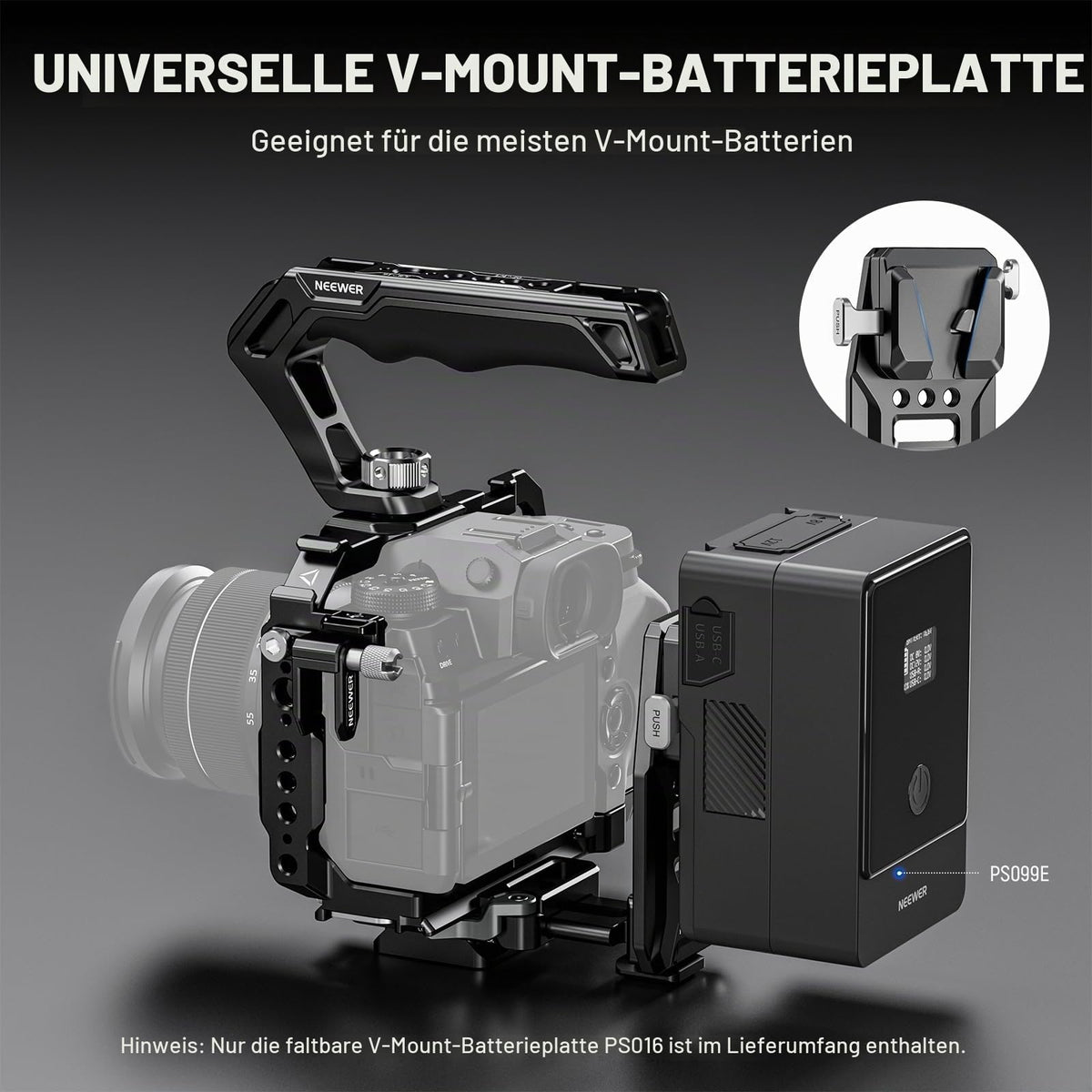 NEEWER V Mount Battery Plate with NATO Rails, Arca Type Base Plate for RS4 Pro RS3 Pro Gimbal Modular DSLR Camera Video Rig, compatible with SmallRig V Lock Battery Camera Cage, PS016