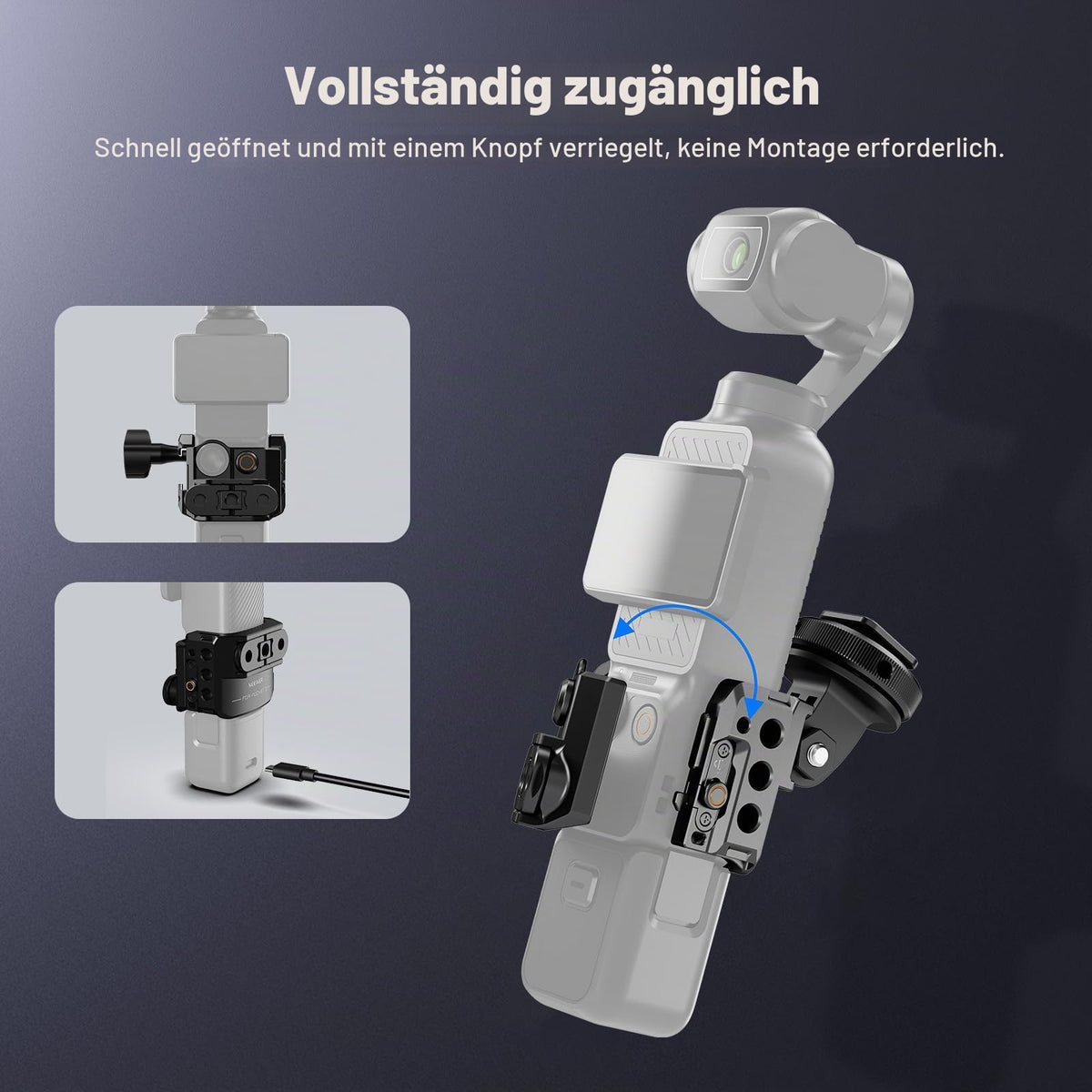 NEEWER Pocket 3 Cadru & Adaptor pentru cameră de acțiune compatibil cu DJI Osmo Pocket 3 & Action 2 Magnetic Mount, rig din aliaj de aluminiu cu gimbal și filet de 1/4" Cold Shoe pentru extinderea accesoriilor, AC009 PRO