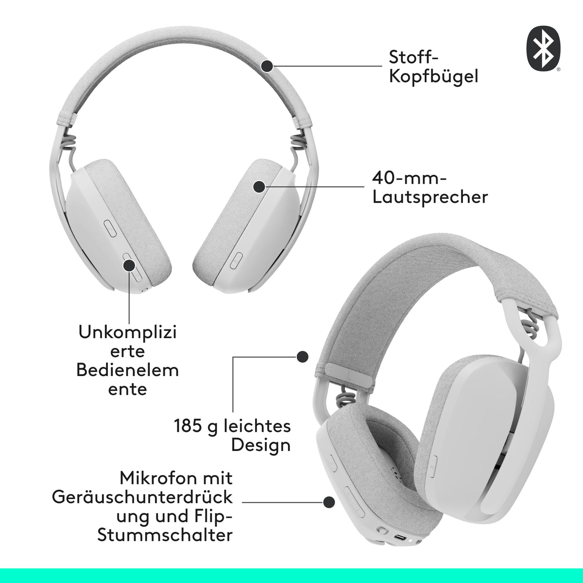 Logitech Zone Vibe 100 Lightweight Wireless Over-Ear Headphones - 981-001219