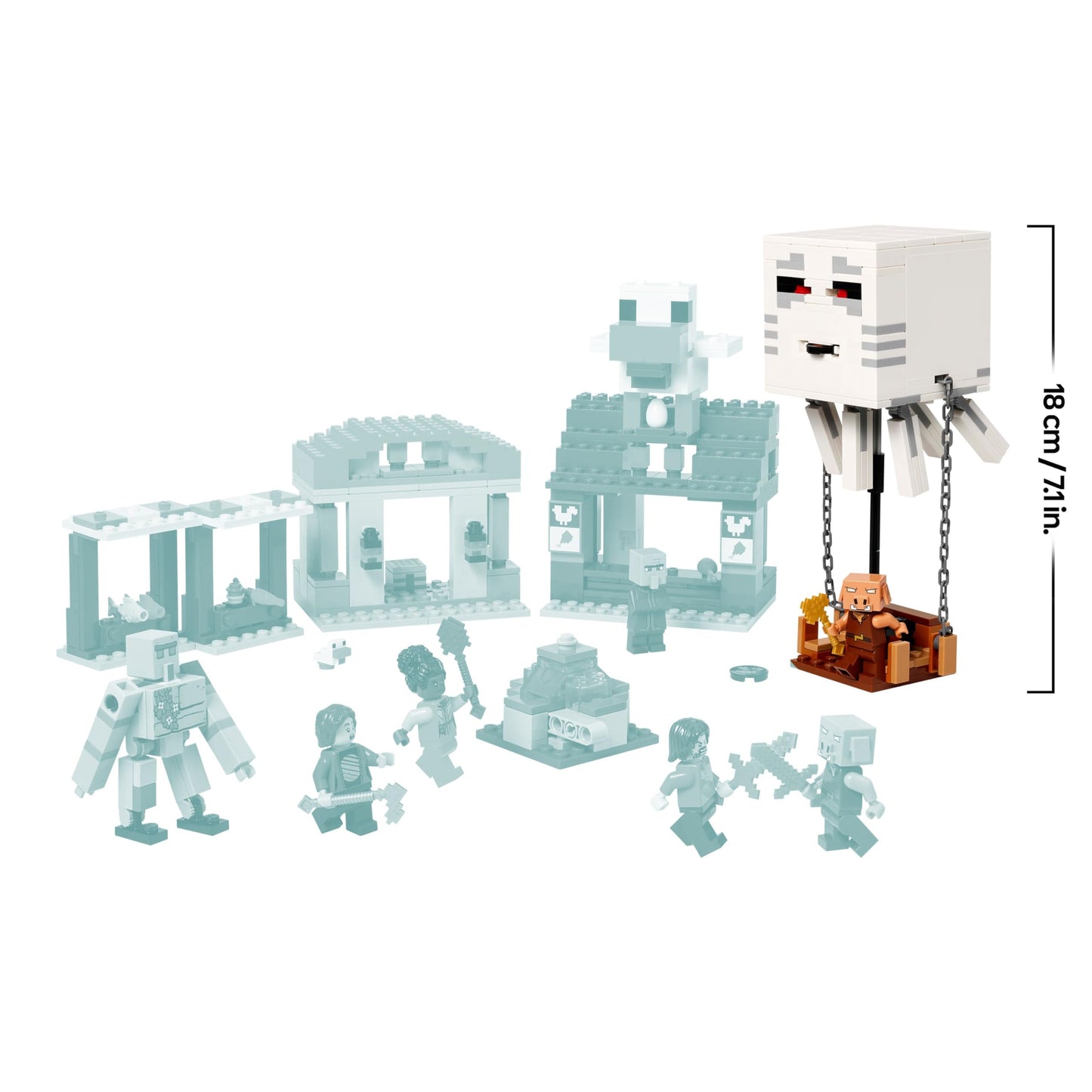 LEGO Minecraft Attack of the Ghast Balloon - Gaming Toy - Steve's House, 4 Minifigures - Iron Golem Figure & Exploding Fountain Function - Gift for Boys, Girls & Fans Ages 10 and Up - 21273