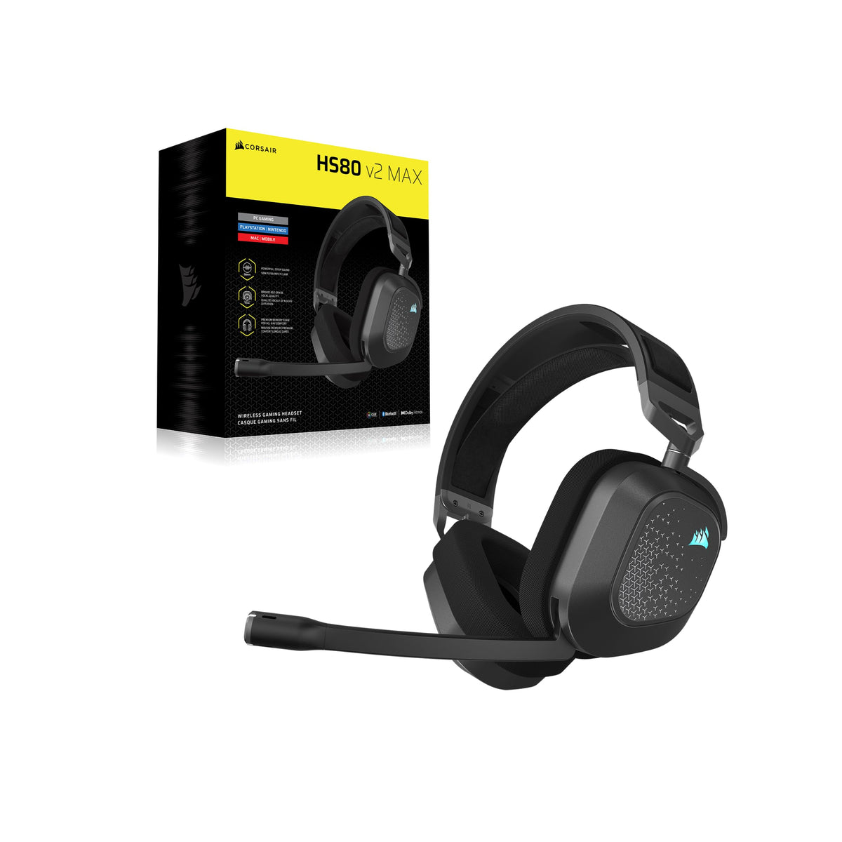 Corsair HS80 v2 MAX Wireless Gaming-Headset – Stahlgrau - CA-9011414-WW