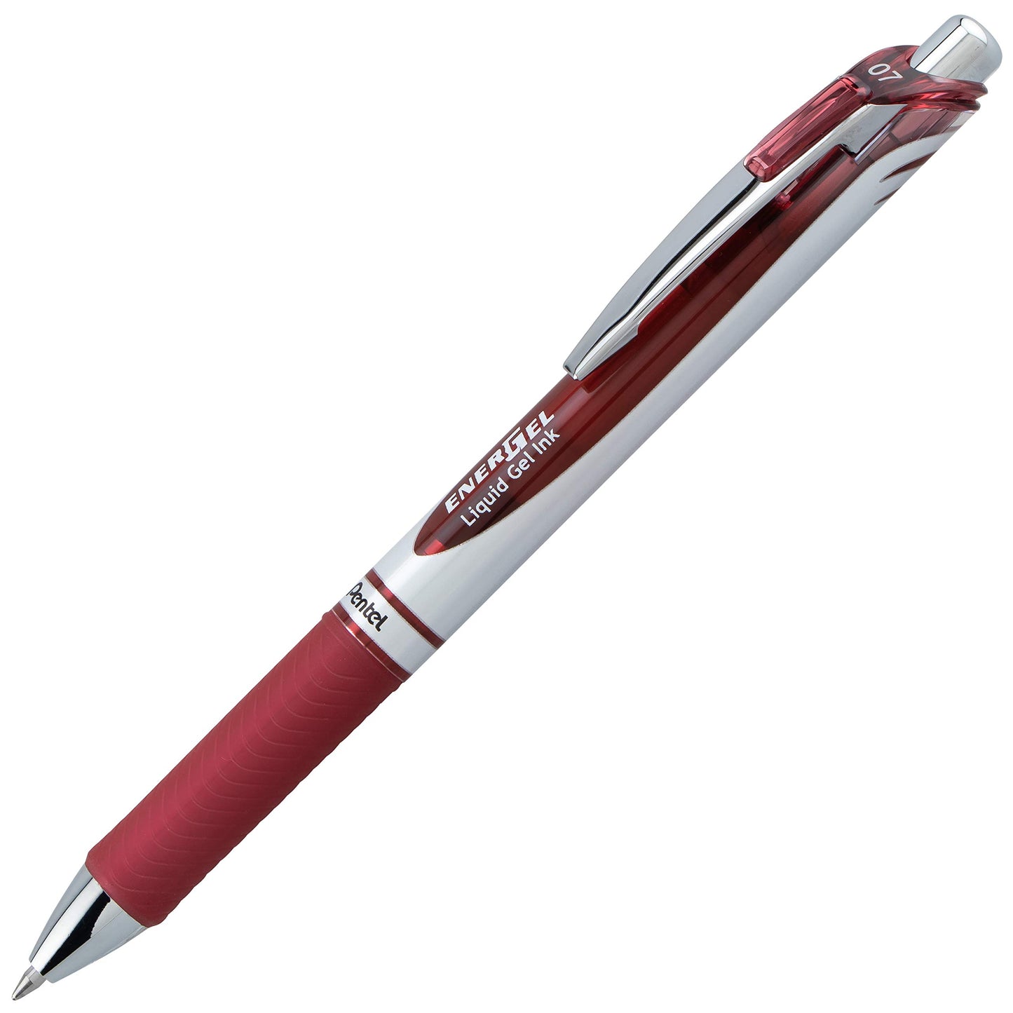 Pentel EnerGel XM BL77 gel pen with push mechanism, burgundy (pack of 12) - BL77-BGX-VE